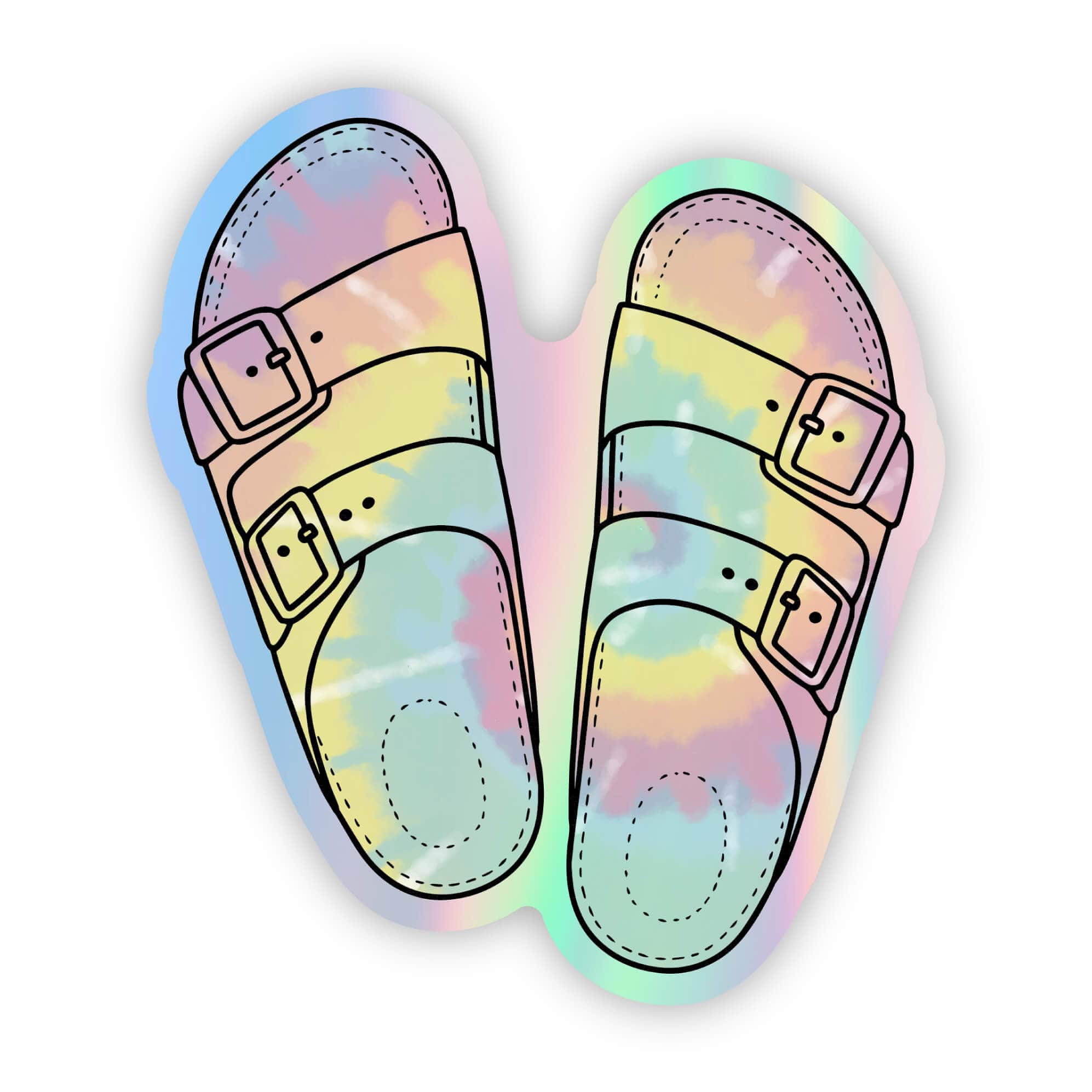 Holographic Pastel Tie Dye Flip Flop Sticker、mySite、ghnorth