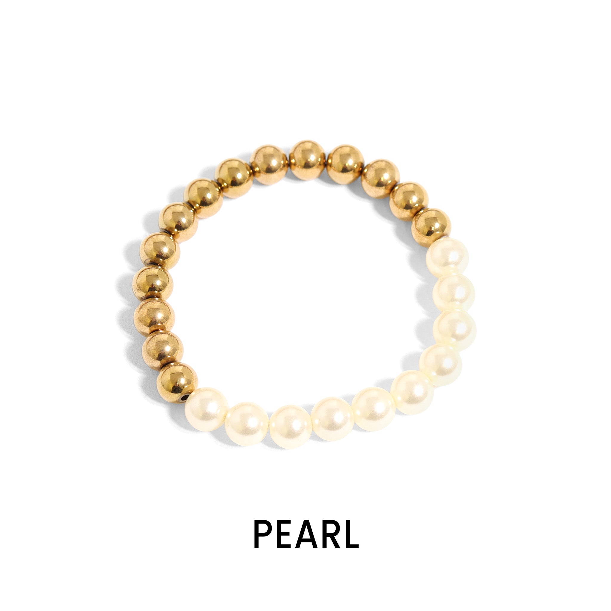 18K Gold PVD Stainless Steel Semi Precious Beaded Stretch Bracelets / SBB0355、mySite、dreamappss
