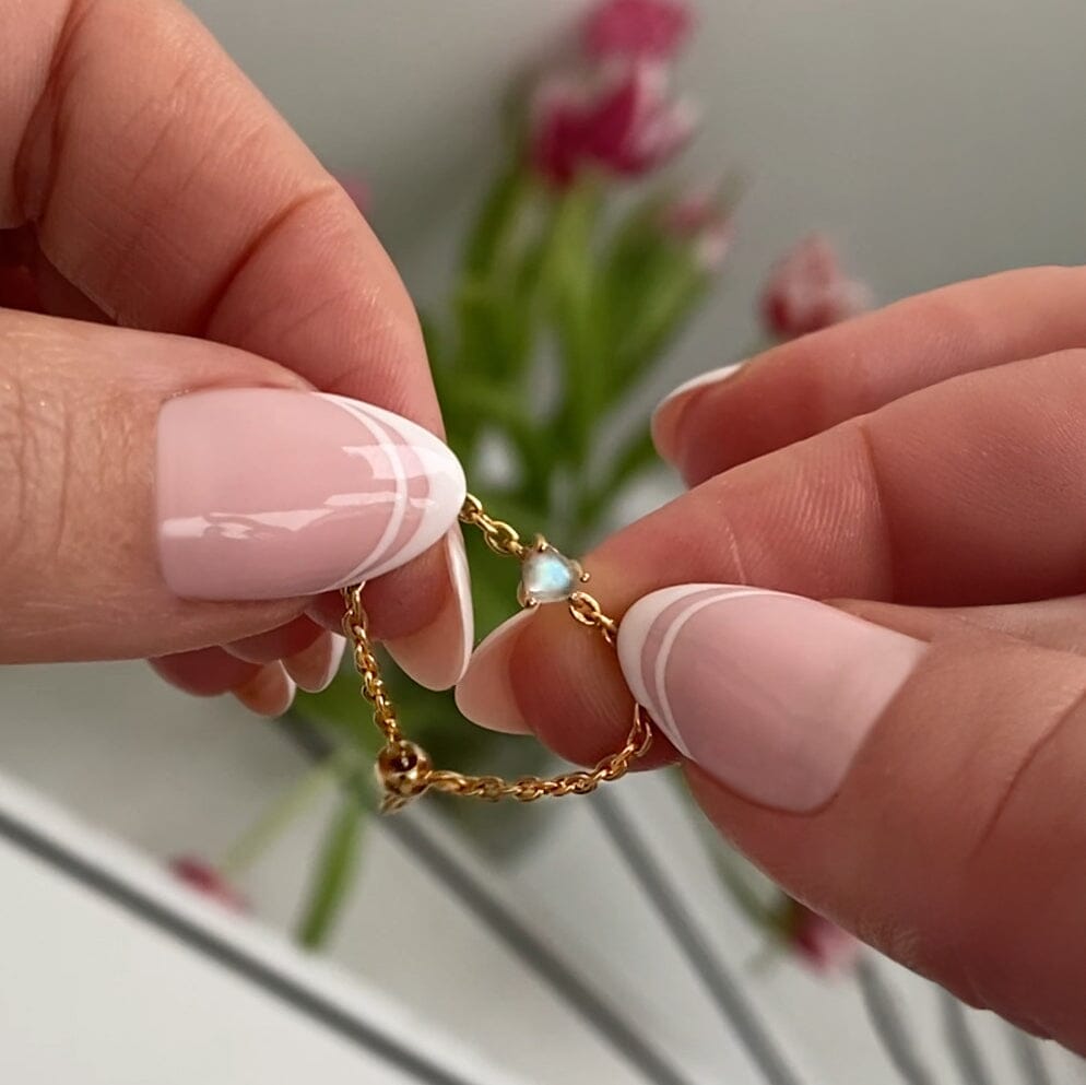 Moonstone Adjustable Chain Ring - Love、mySite、hinf8tx79