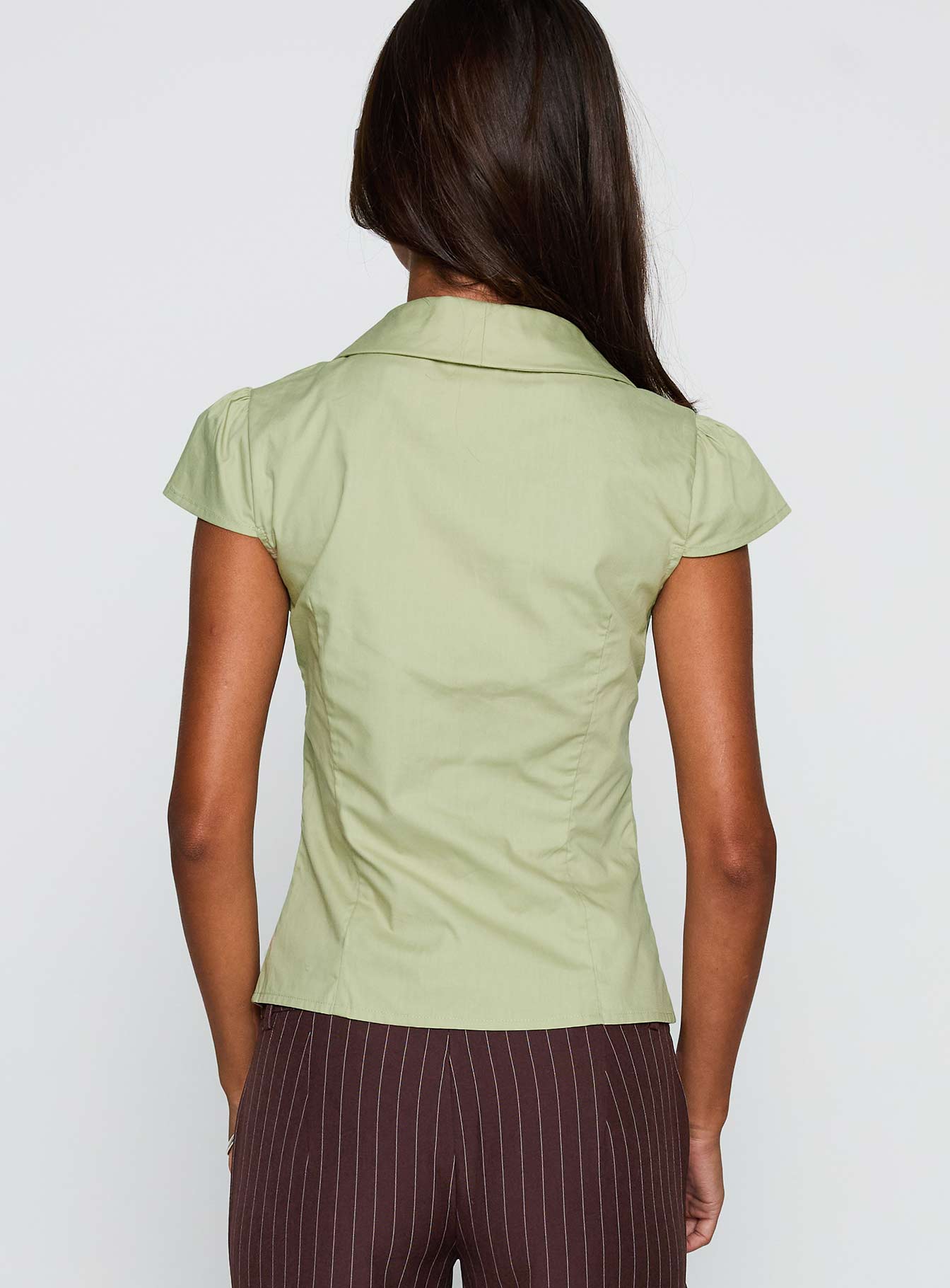 Crowd Control Collared Top Sage、mySite、solidvoid