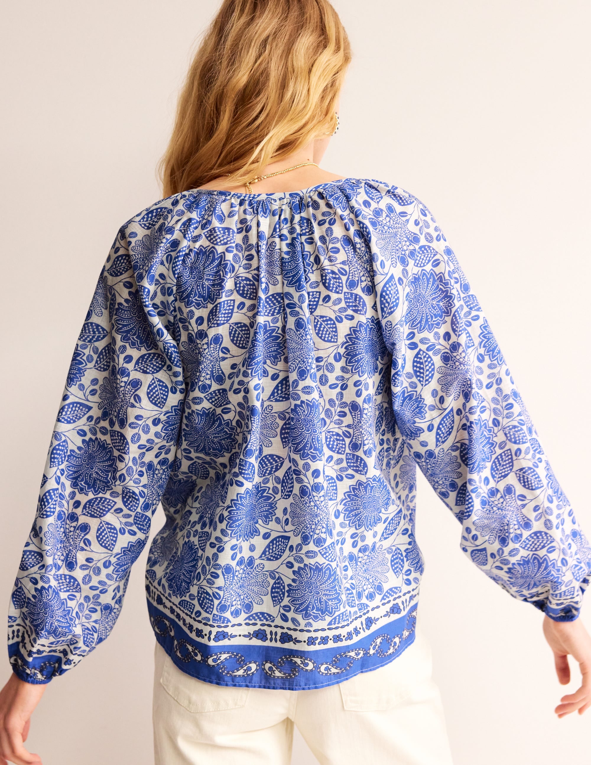  Serena Cotton Blouse-Ivory, Gardenia Swirl、mySite、ashleygrahame