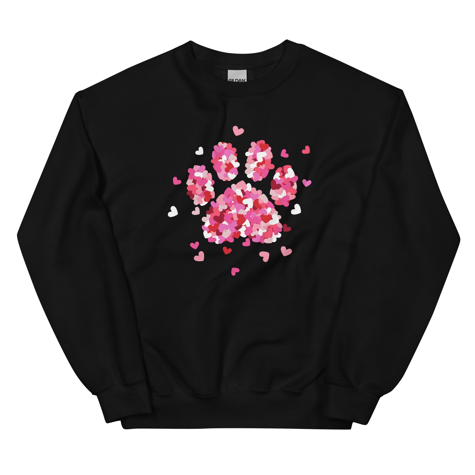 Pink Paw Print of Hearts Crewneck Sweatshirt、mySite、camillekostekn