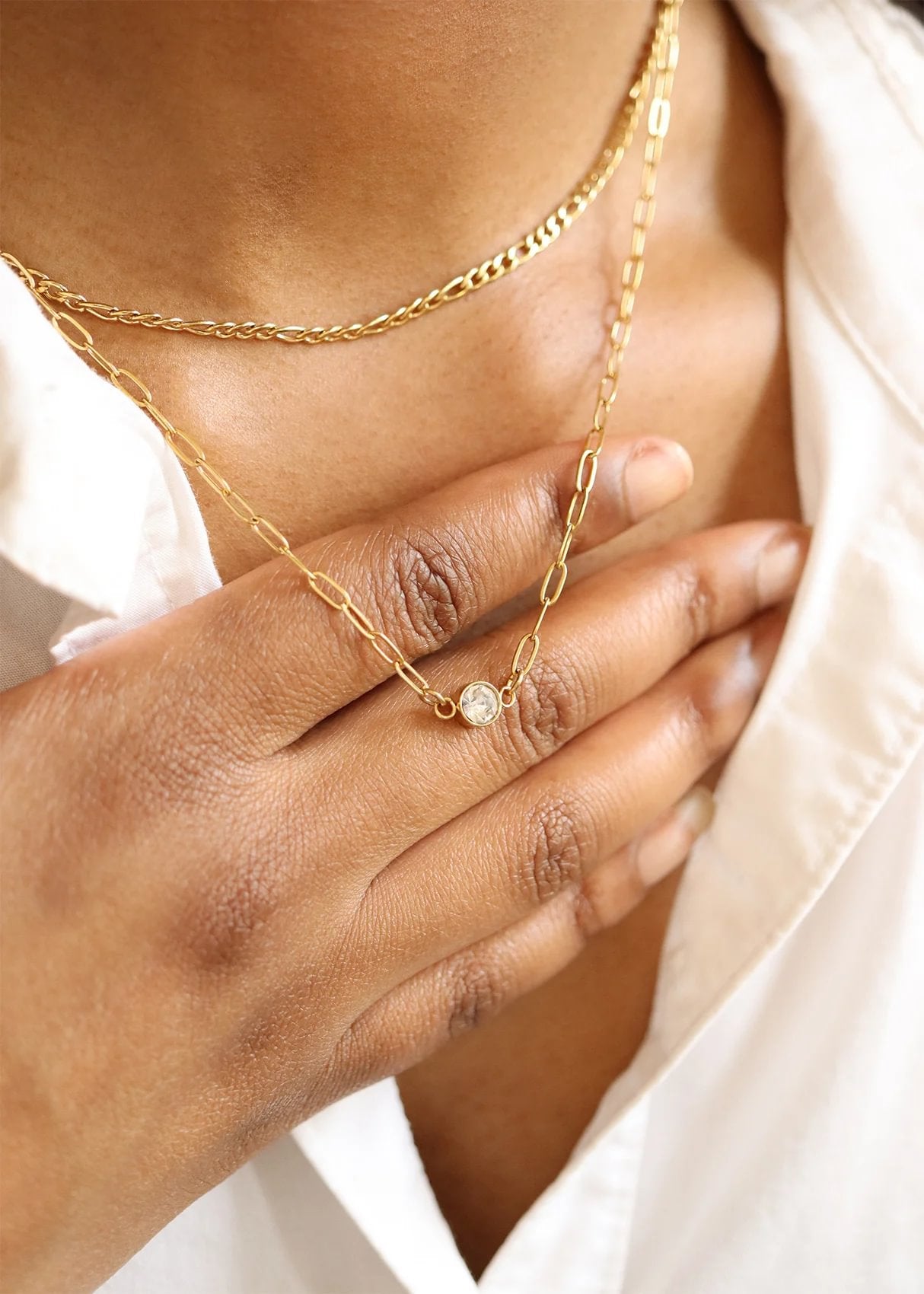 18K Gold PVD Paperclip Connector Chain Necklace / CHN0080、mySite、dreamappss