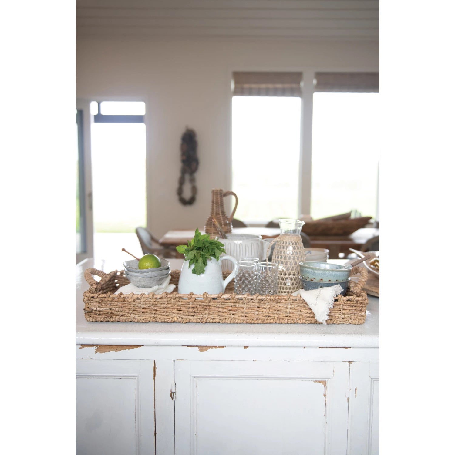  Decorative Hand-Woven Seagrass Tray with handles、mySite、elrpsem3k