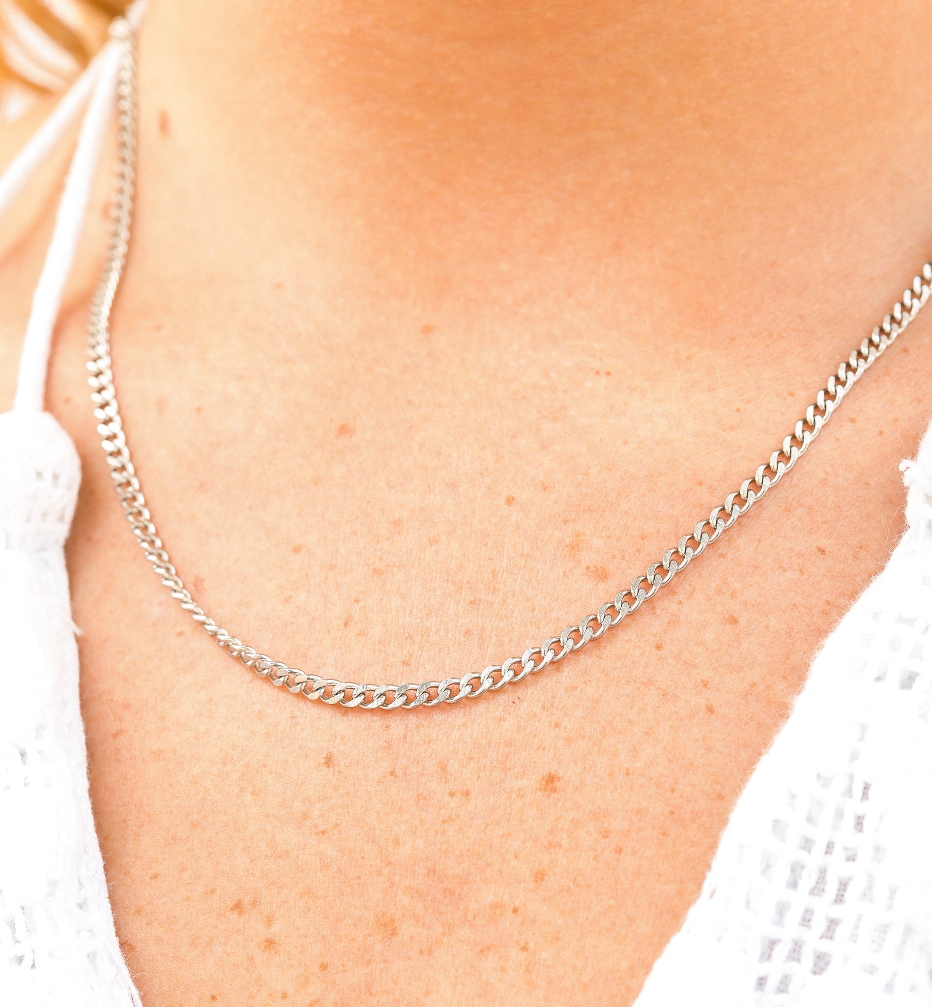 10 Pack - 4mm 24 Stainless Steel Diamond Cut Curb Chain Necklace / CHN7500、mySite、dreamappss