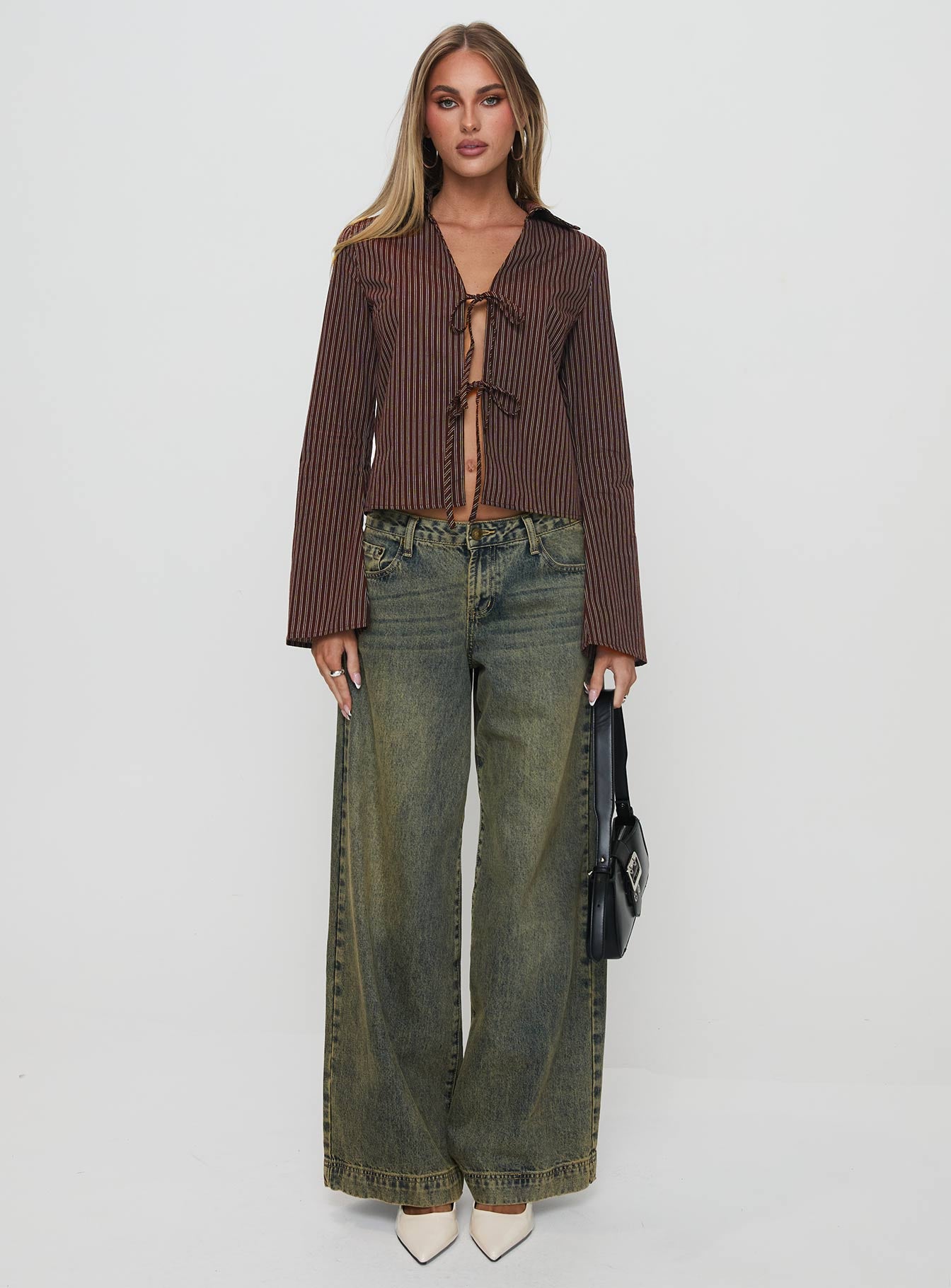 Rozetti Long Sleeve Top Brown Stripe、mySite、solidvoid