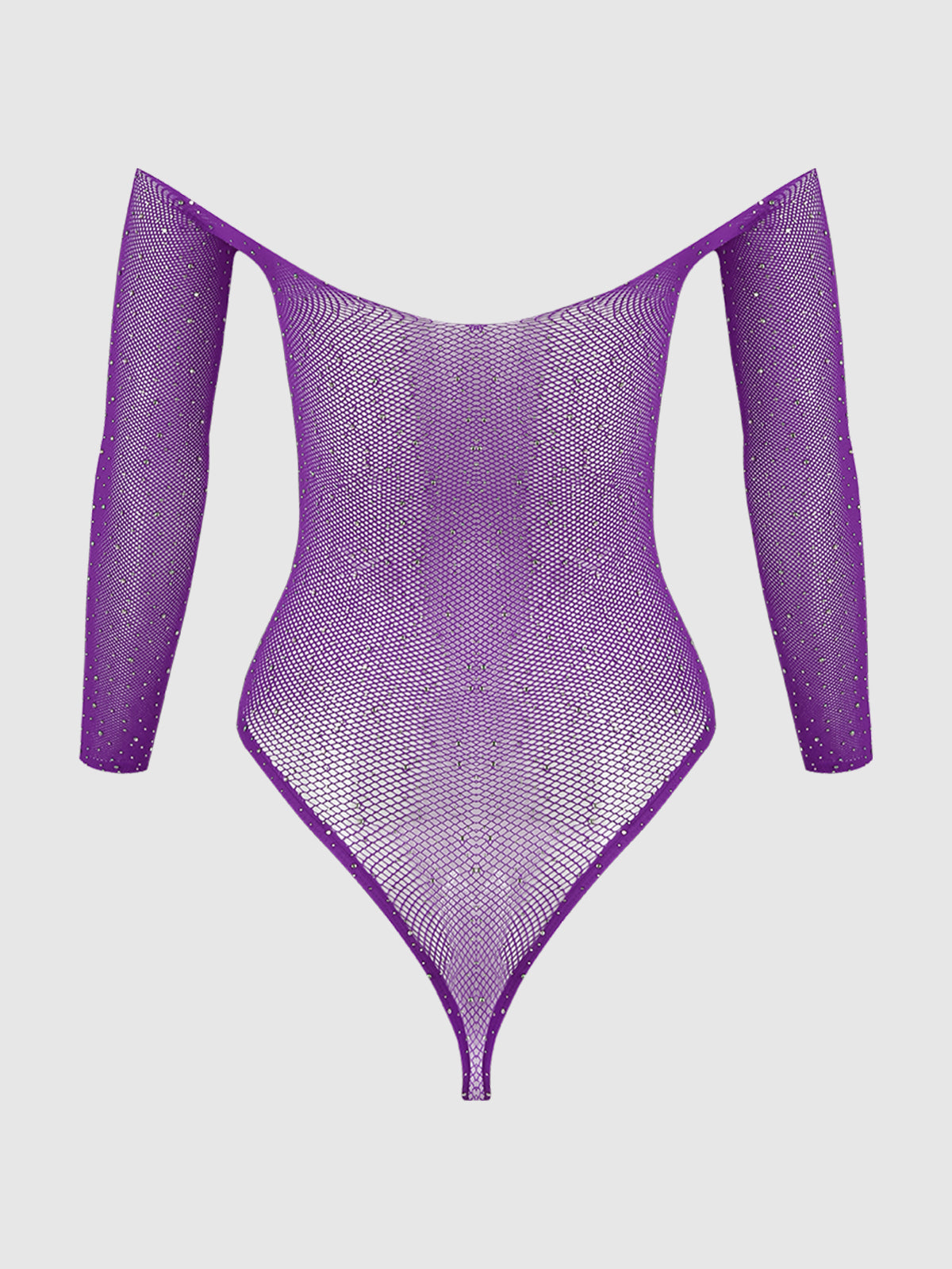 Fine Fishnet & Rhinestone Long Sleeve Teddy Bodystocking、mySite、bengalsvssteelers