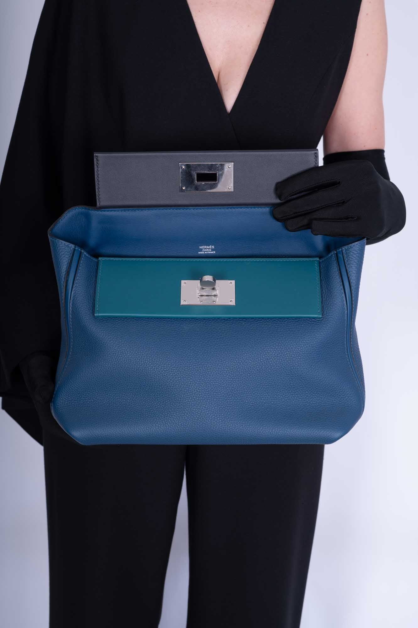 Hermès 24/24 29 Deep Blue Togo and Vert Bosphore Swift Palladium Hardware、mySite、garminoutage.com