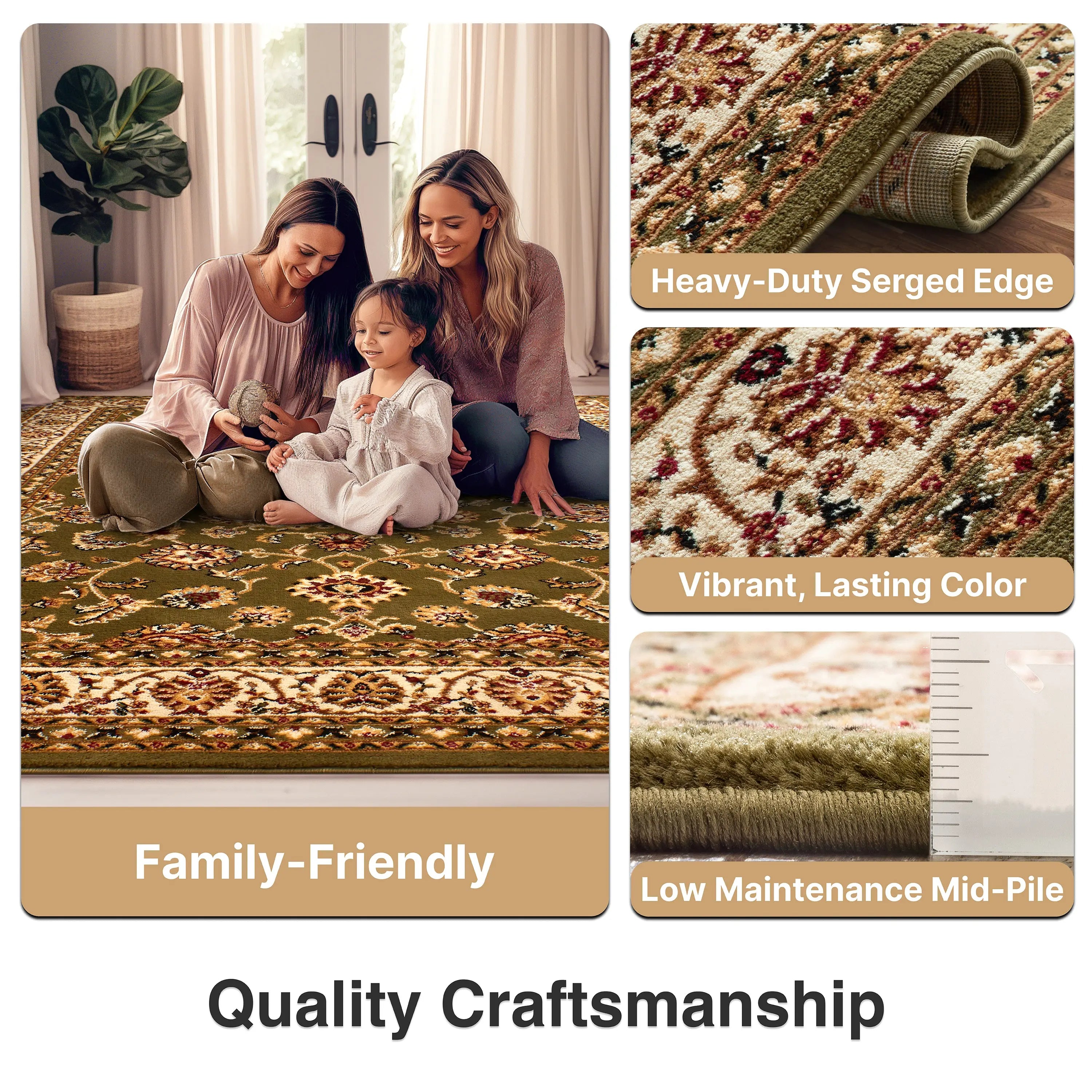 Sarouk Green Traditional Rug、mySite、gigharbornorthrealestate