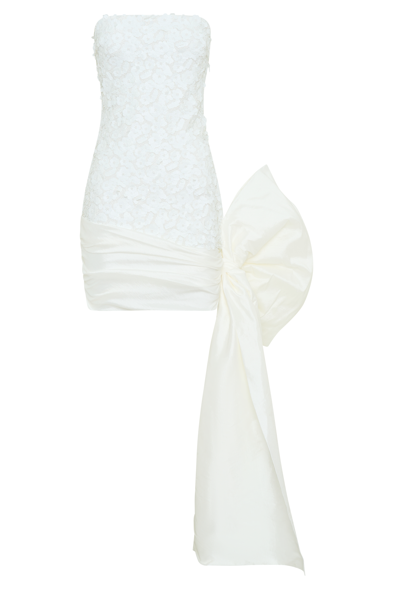 Franka Strapless Bow Mini Dress - White、mySite、solidvoid