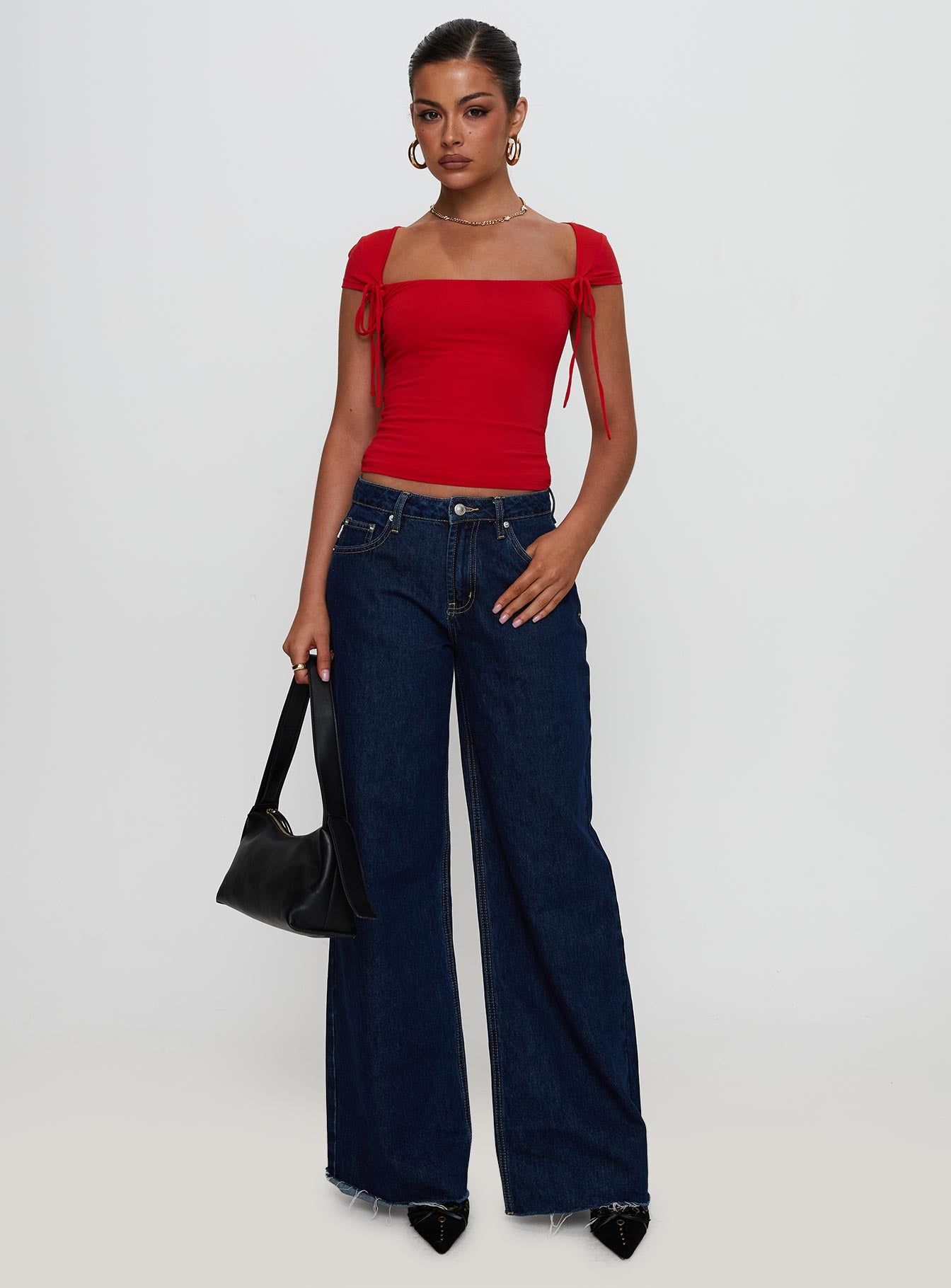 Daena Tie Detail Top Red、mySite、solidvoid