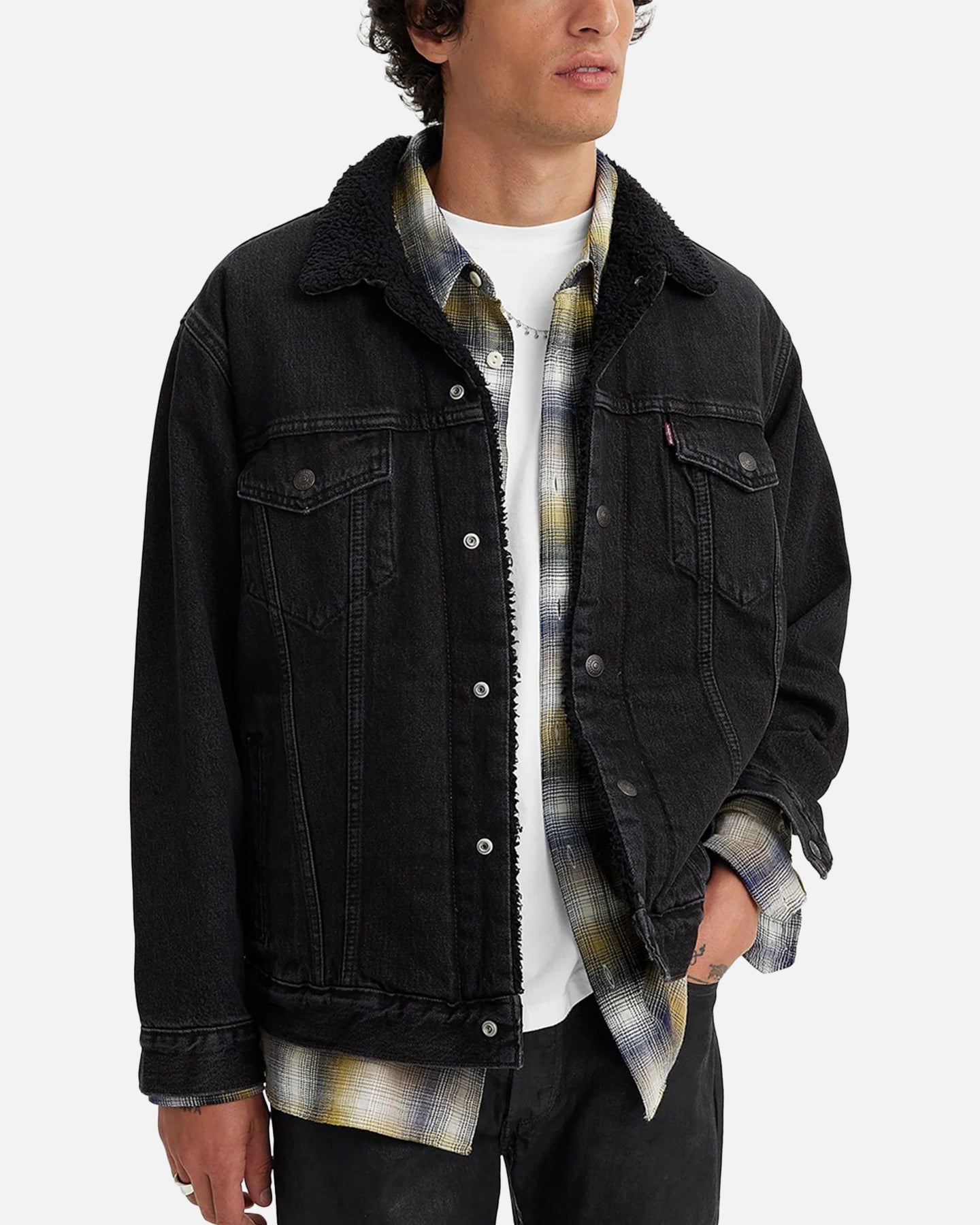 Levi Strauss And Co Relaxed Fit Sherpa Trucker Jacket Black、mySite、zt4zffjzw