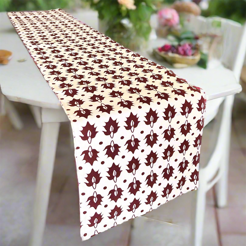 Cotton Printed Table Runner | Rust | 183 x 35 cm、mySite、camillekostekn