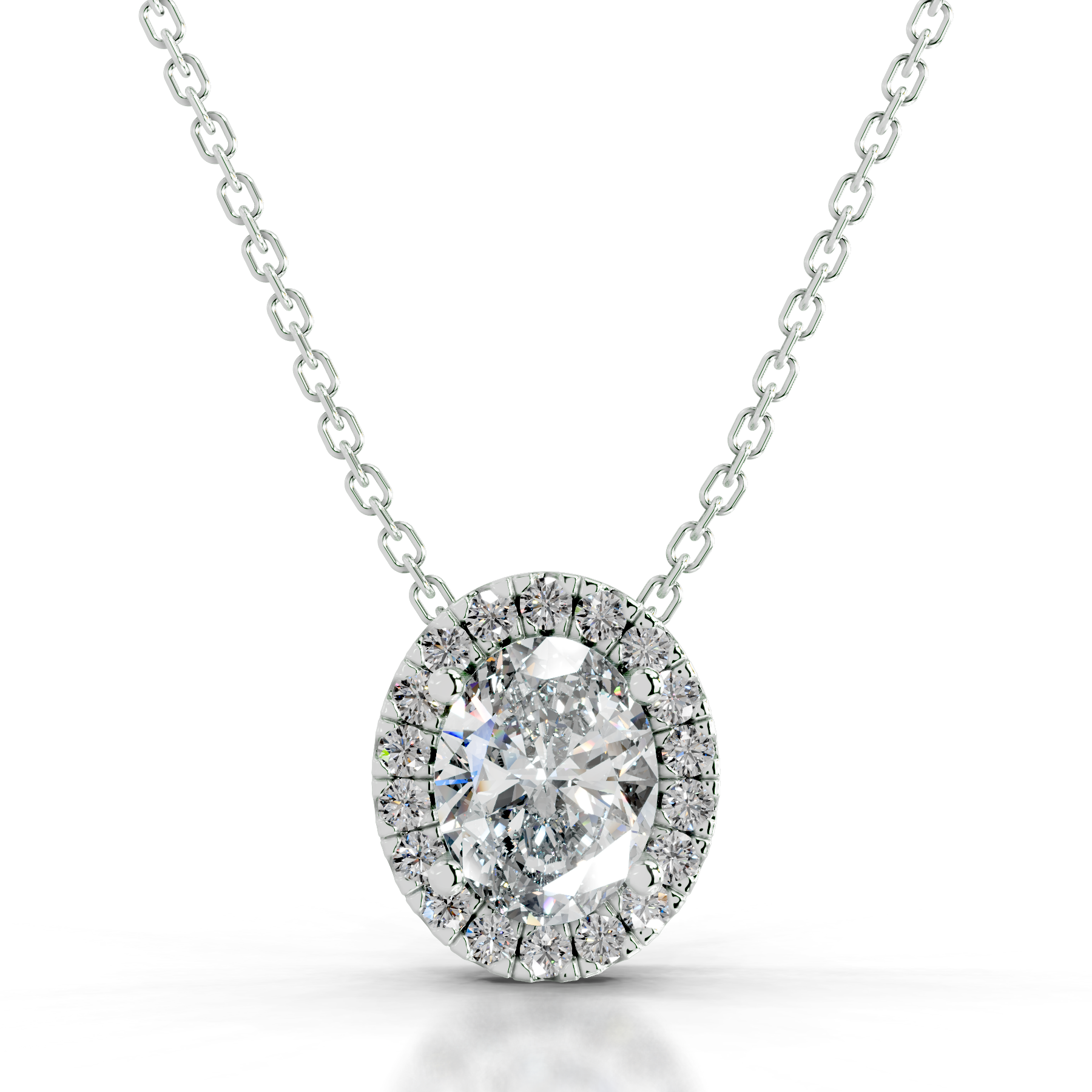 Manon Diamond Halo Pendant (2.25 Carat) -18K White Gold、mySite、hinf8tx79