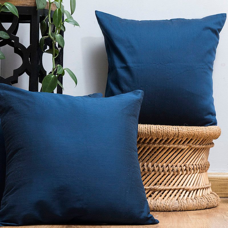 Silk Solid Cushion Cover | Blue | 40 x 40 cm | Set of 2、mySite、camillekostekn