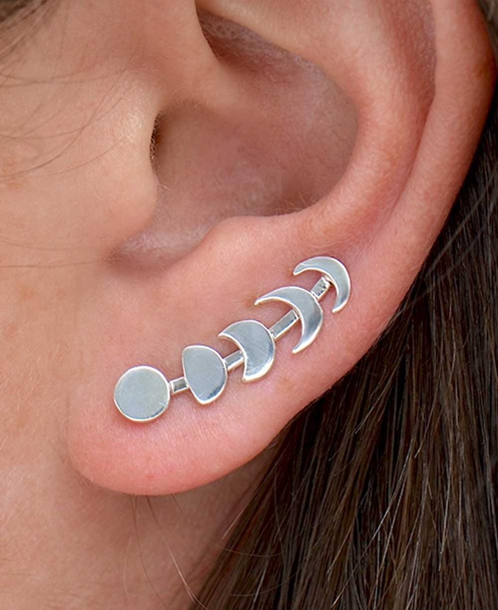 Moon Phase Ear Climber Lunar Earrings、mySite、topwebapps