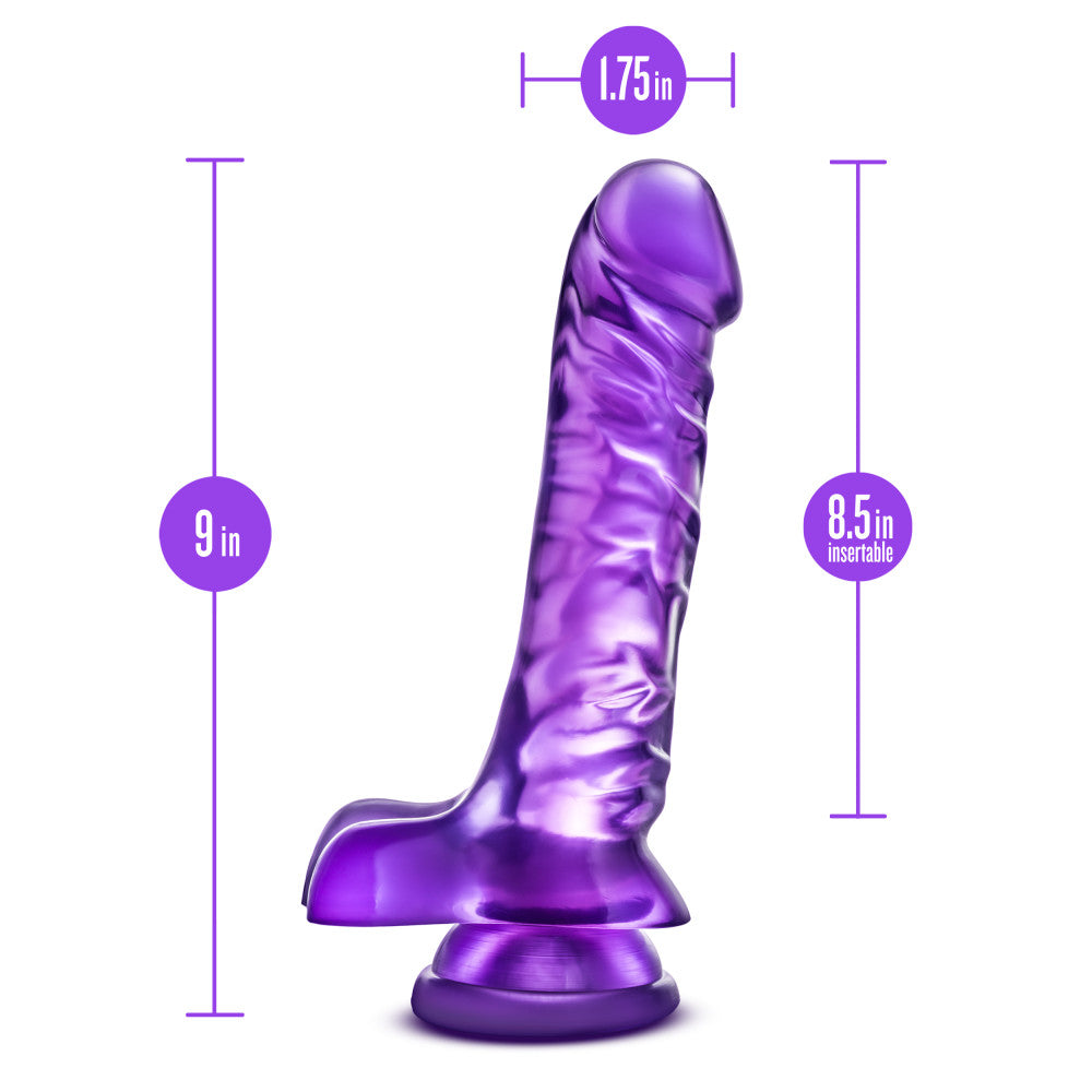 B Yours By Blush® | Basic 8 Realistic Purple 9-Inch Long Dildo With Balls & Suction Cup Base、mySite、bottomscart