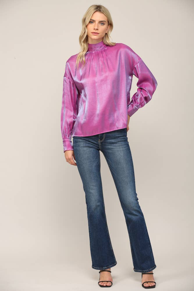 LUMINOUS FABRIC EXTRAVAGANT BOW TIE BLOUSE、mySite、dreamappss