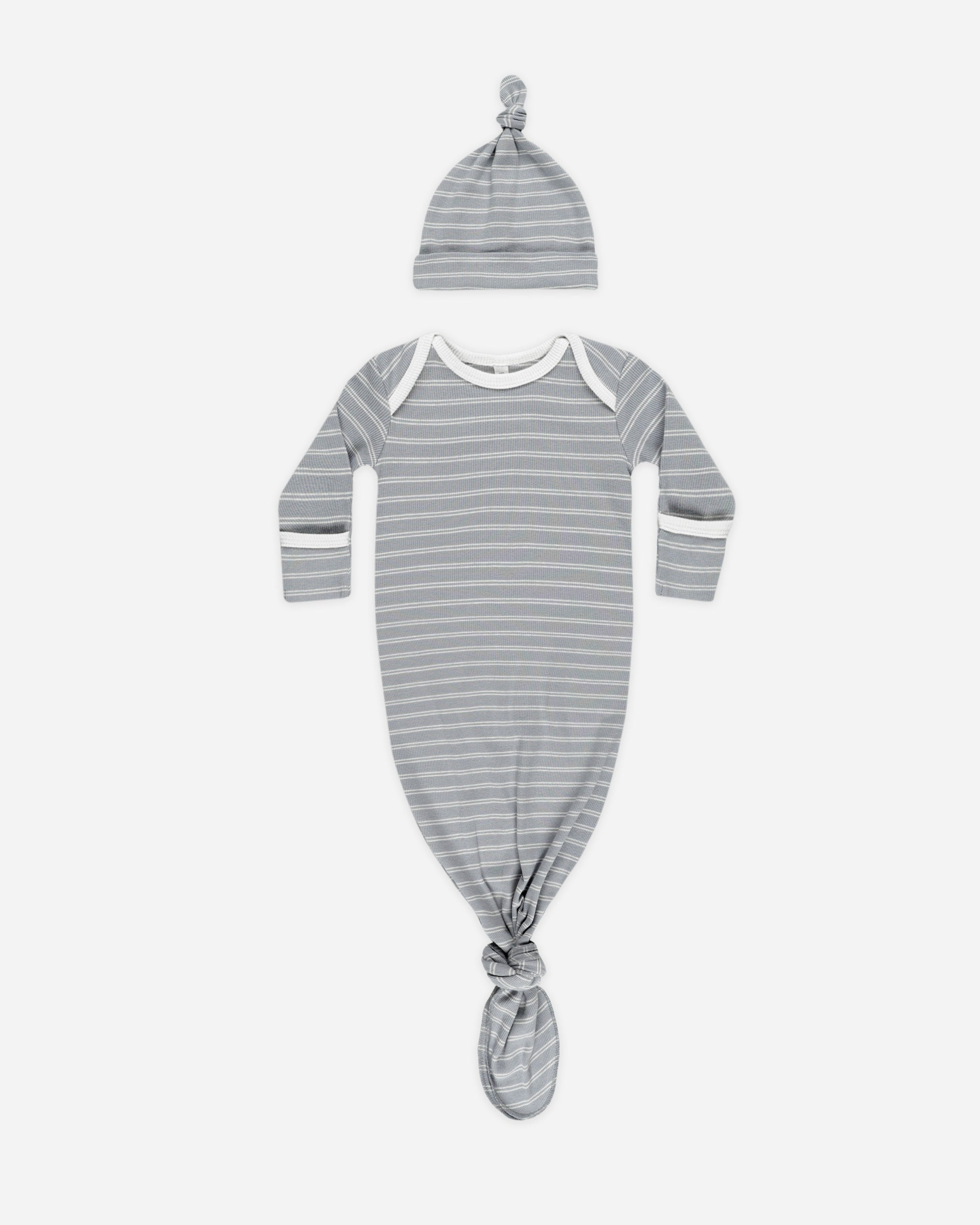  Knotted Baby Gown + Hat Set || Blue Pinstripe、mySite、layawaytickets