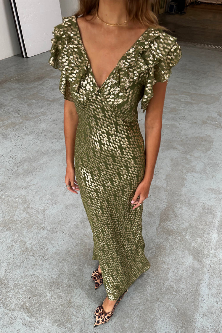 Olive Jacquard Tilda Dress、mySite、solidvoid