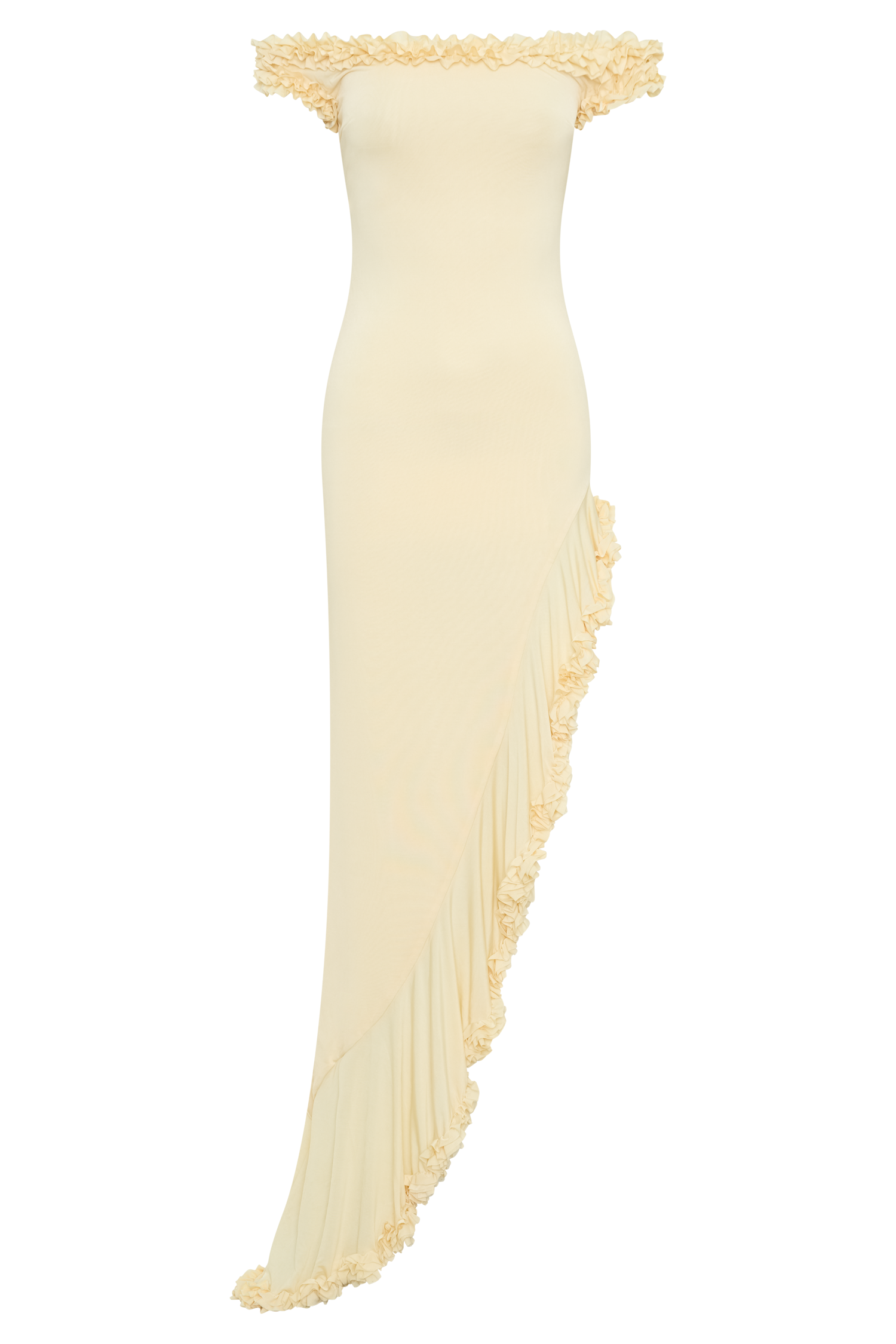 Arielle Off Shoulder Ruffle Midi Dress - Pastel Lemon、mySite、solidvoid