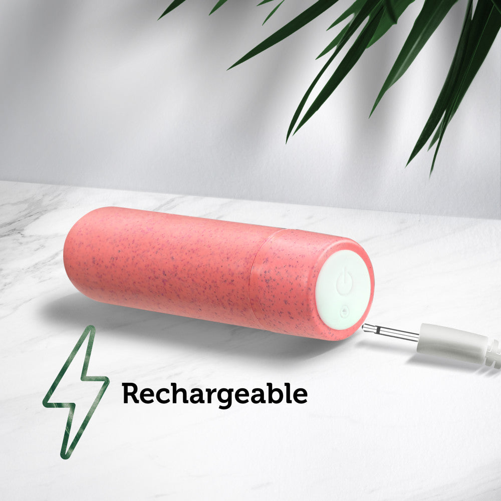 Gaia® By Blush | Eco Rechargeable: Plant-Based 3 Smooth Multispeed Bullet Vibrator in Coral - Made from Sustainable BioFeel™、mySite、bottomscart