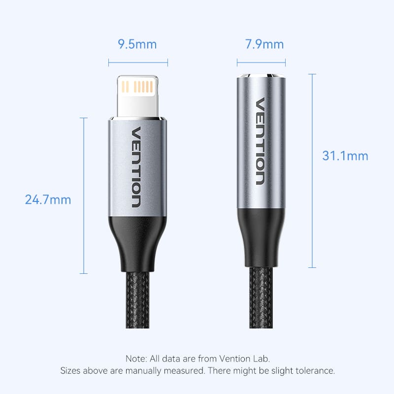 Vention Cotton Braided Lightning Male to 3.5MM Earphone Jack Adapter Aluminum Alloy Type、mySite、fannypackpong
