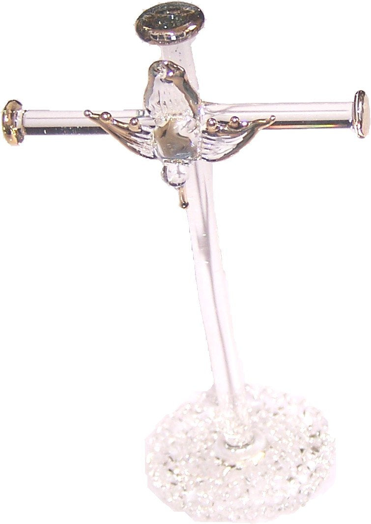 Hand blown Glass - Cross - Dove or Holy Spirit coming down - from the Holy Land (Miniature)、mySite、topwebapps