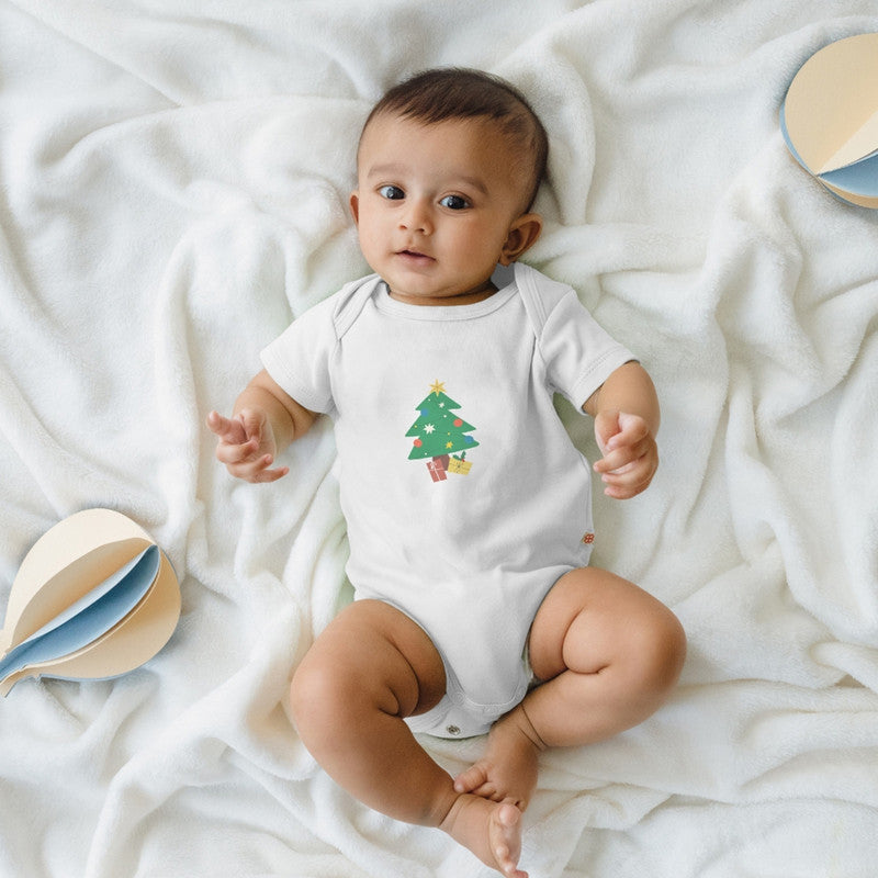 Baby Bamboo Bodysuit | Christmas Tree Printed | Off-White、mySite、camillekostekn