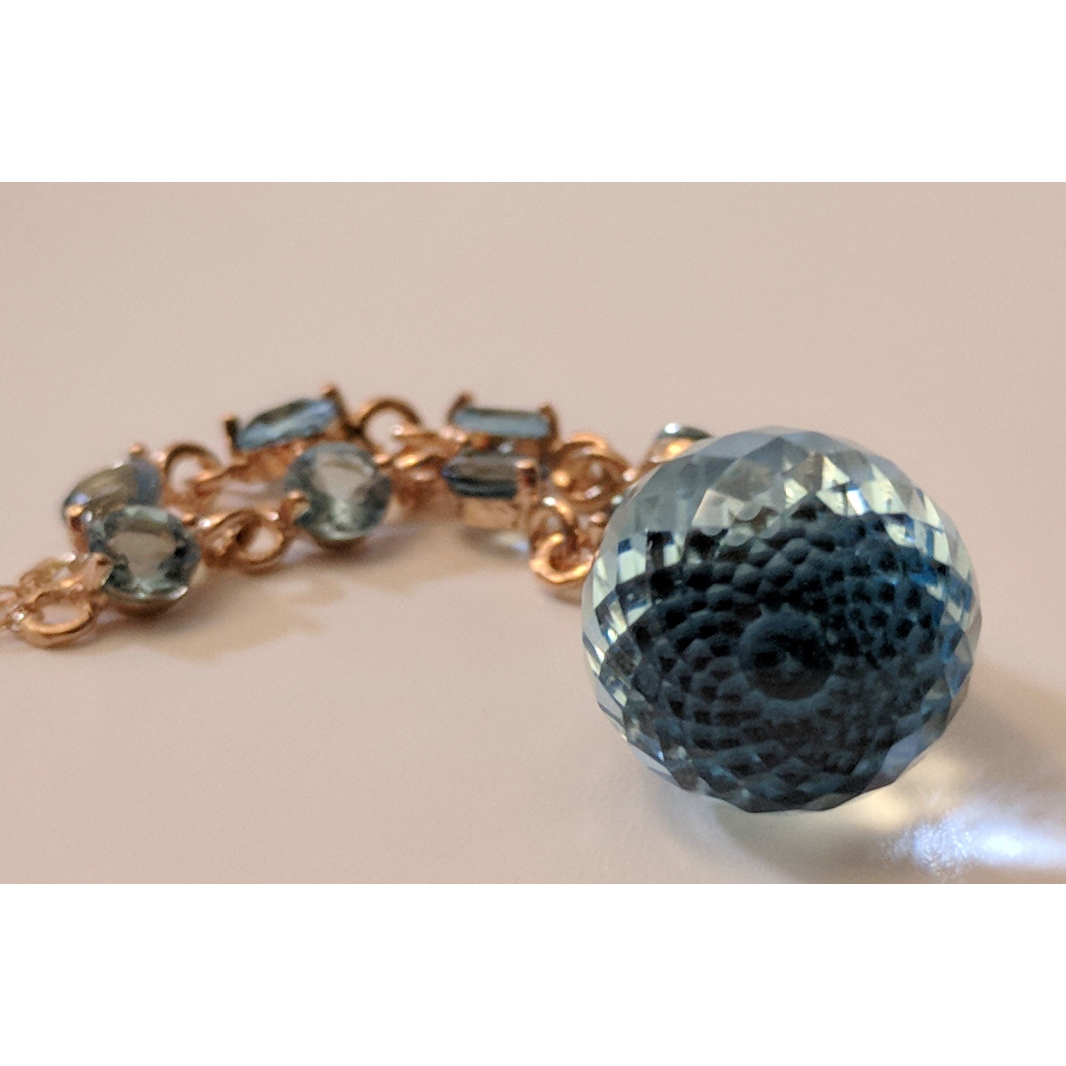 Blue Topaz Briolette with Topaz Accents in 14K Rose Gold 11.3ctw、mySite、g9winljtr