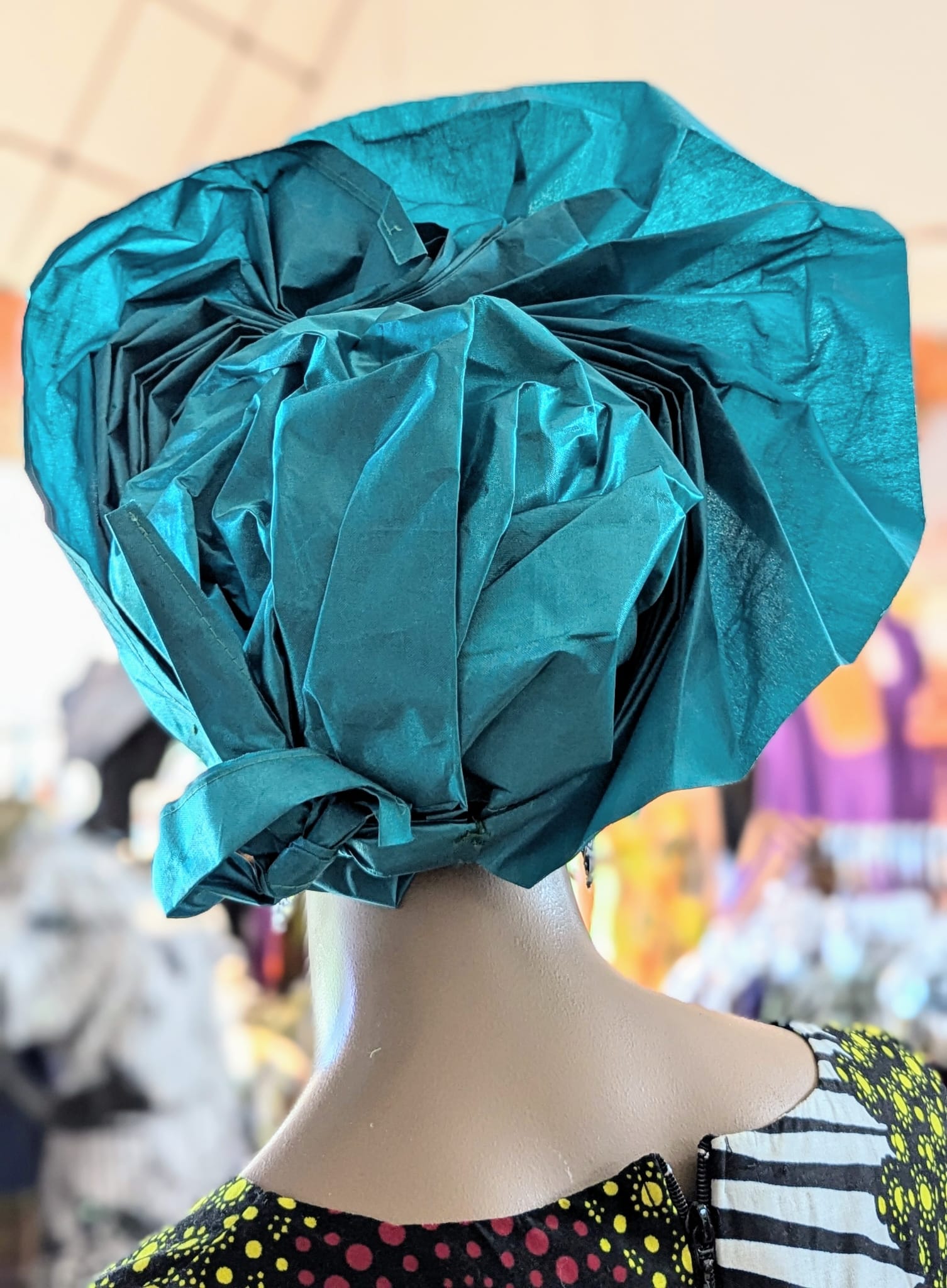 Dupsie's Teal Chinasa African Autogele Ready Gele Head Wrap Crown Headtie Hat DPASGTB5、mySite、solidvoid