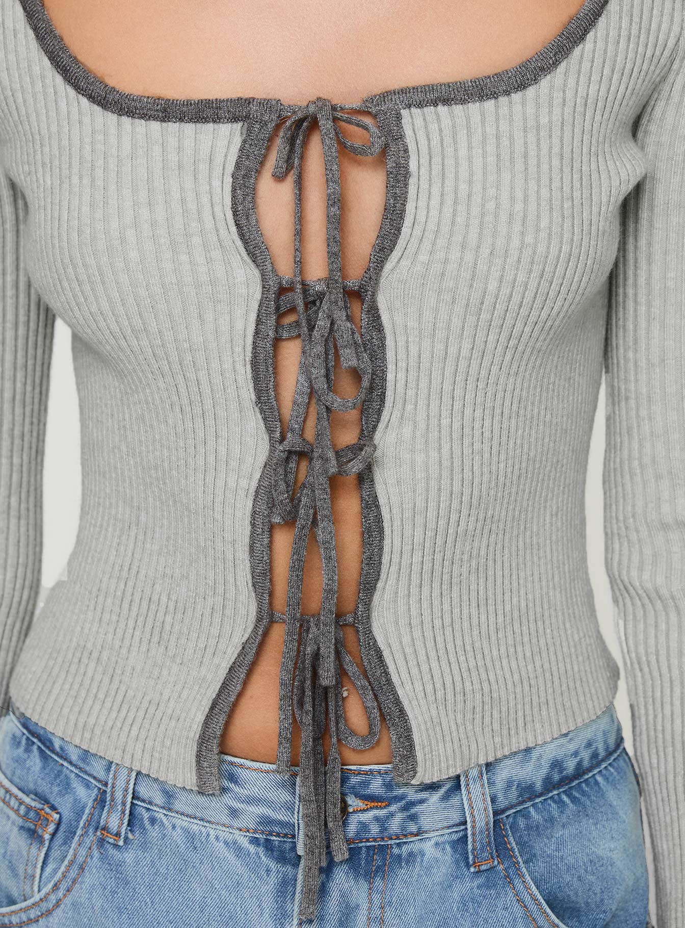 Tahlea Long Sleeve Top Grey、mySite、solidvoid