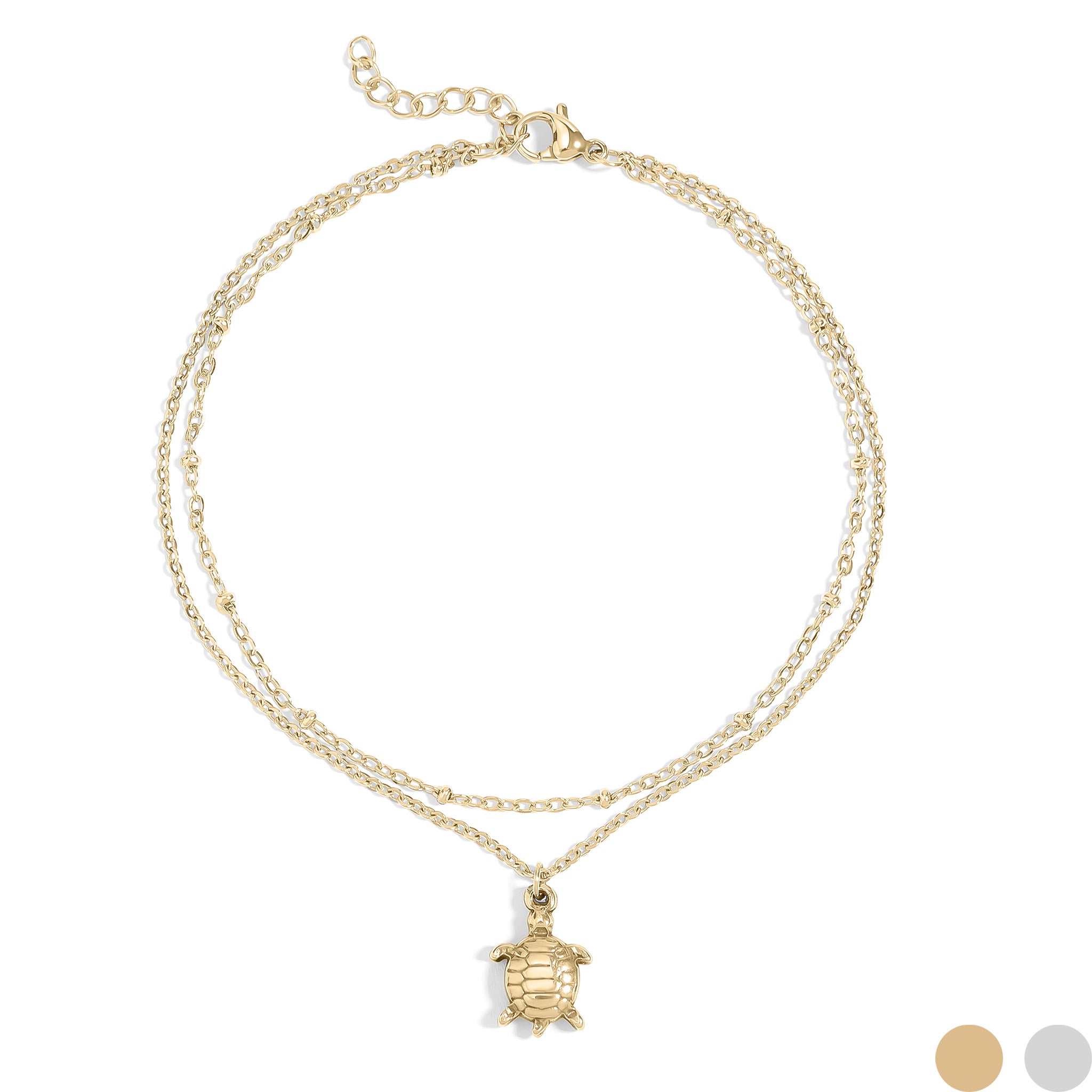 18K Gold PVD Stainless Steel Sea Turtle Charm Anklet / BRJ1028、mySite、dreamappss