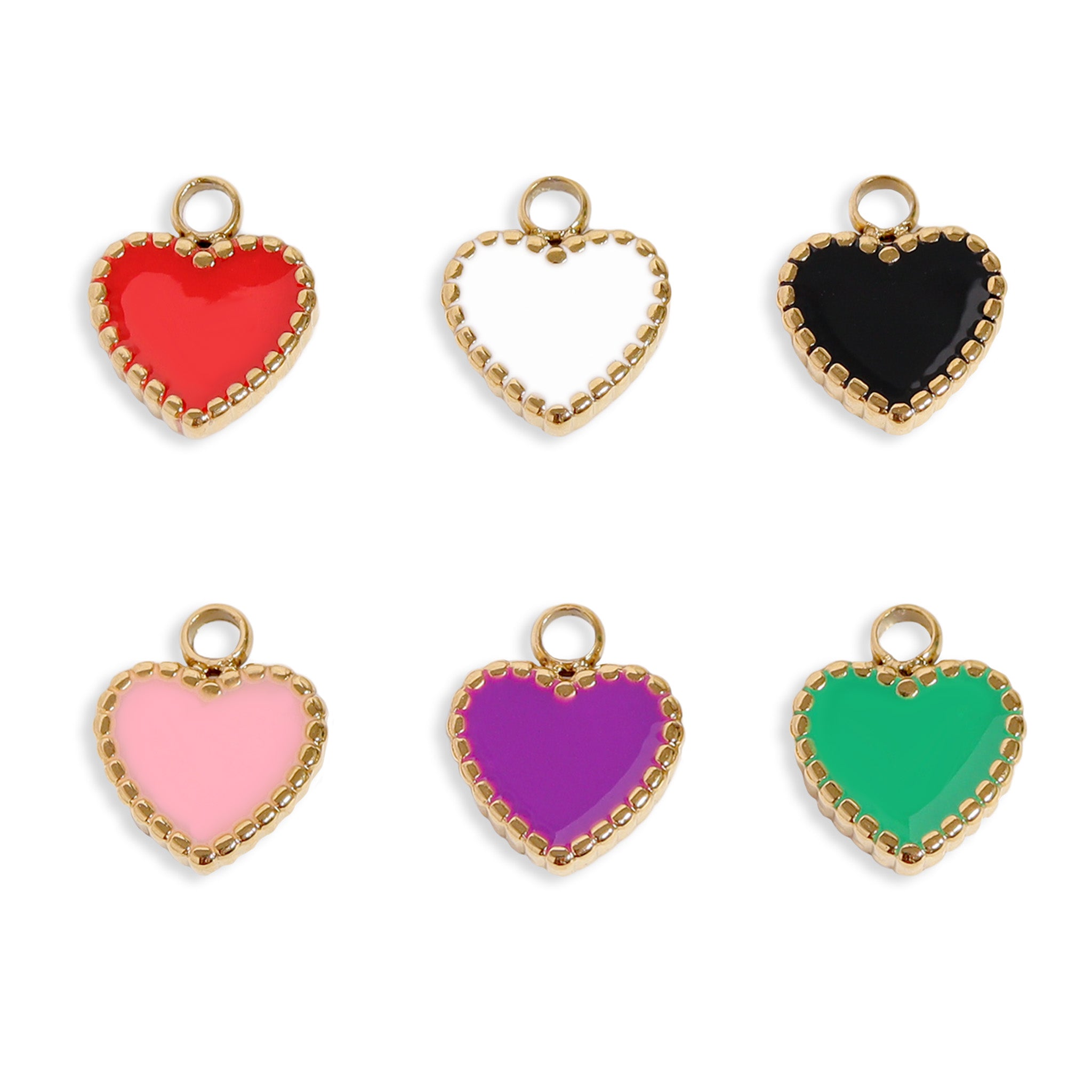 18K Gold PVD Stainless Steel Epoxy Heart Charm / PDL0186、mySite、dreamappss