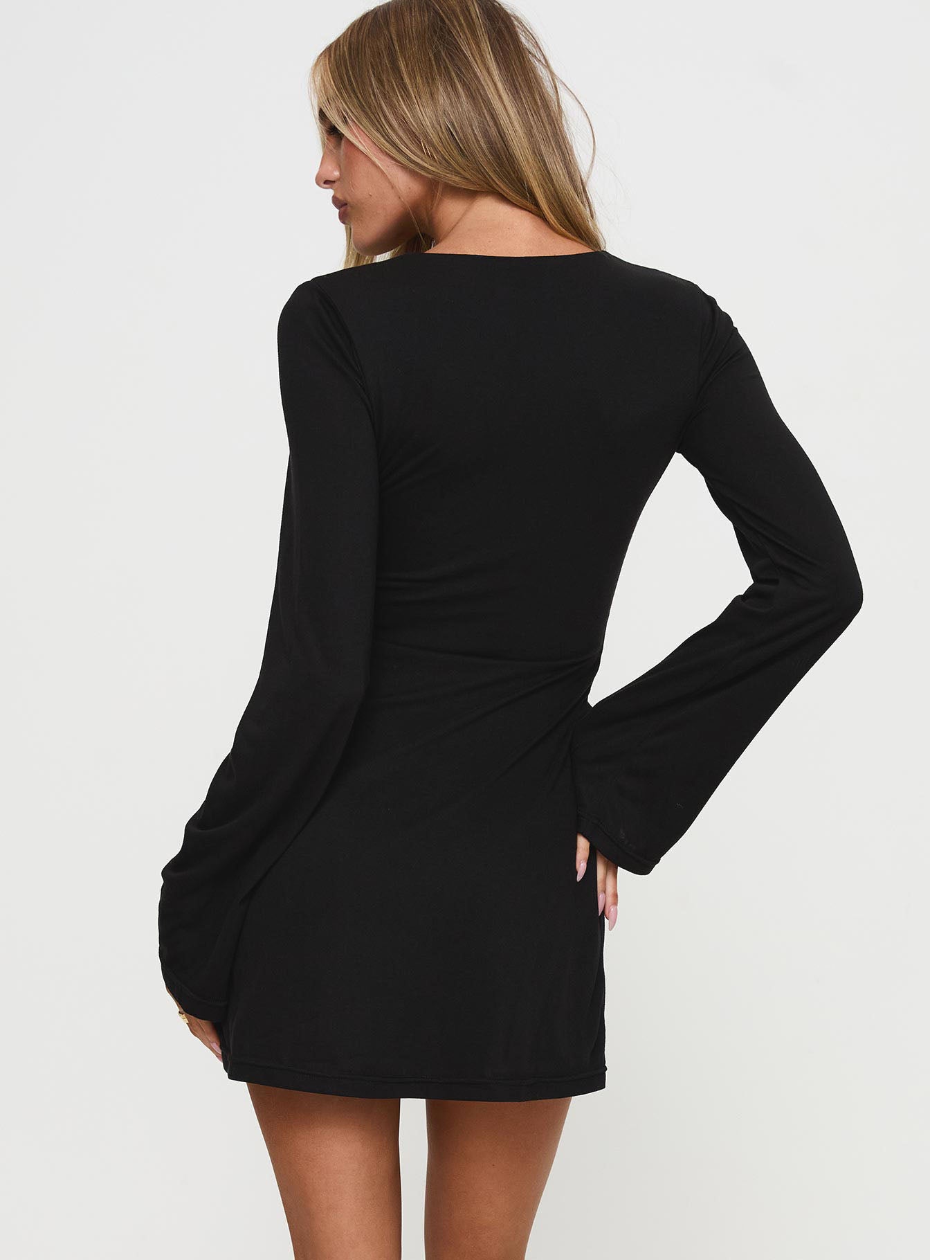 Dafnie Long Sleeve Mini Dress Black、mySite、solidvoid