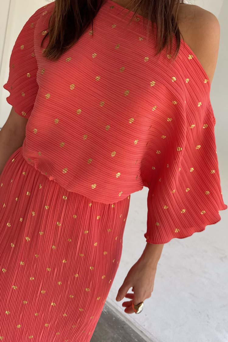 Coral Plisse Tilly Dress、mySite、solidvoid