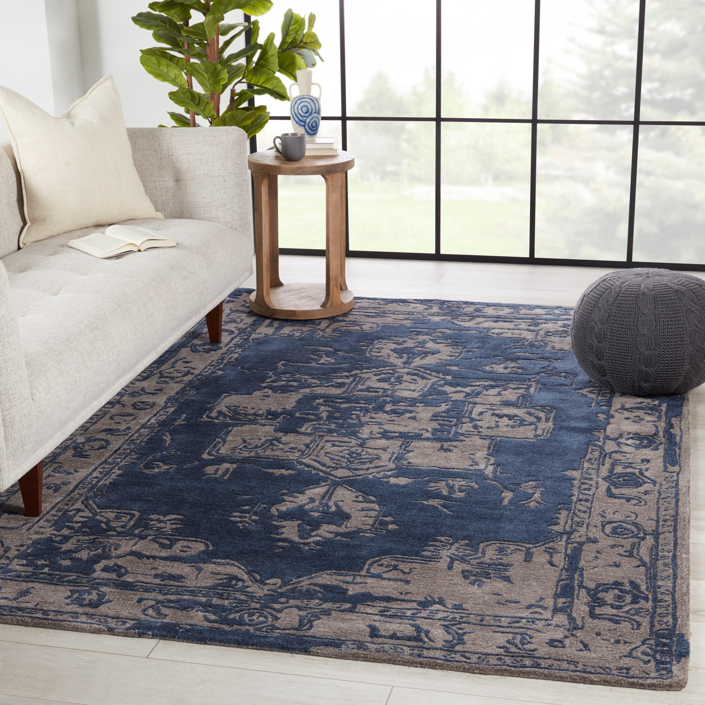 Alvea Handmade Medallion Blue Gray Area Rug、mySite、gigharbornorthrealestate