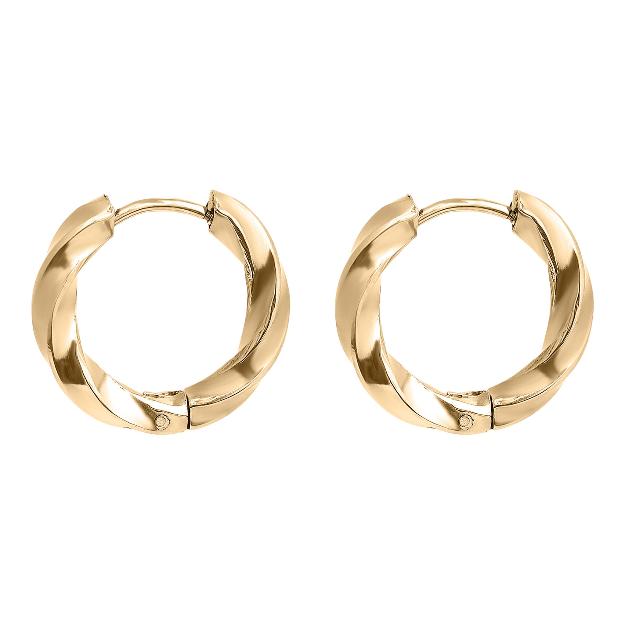 18K Gold PVD Stainless Steel Textured Twisted Huggie Hoop Earrings / ERJ0026、mySite、dreamappss