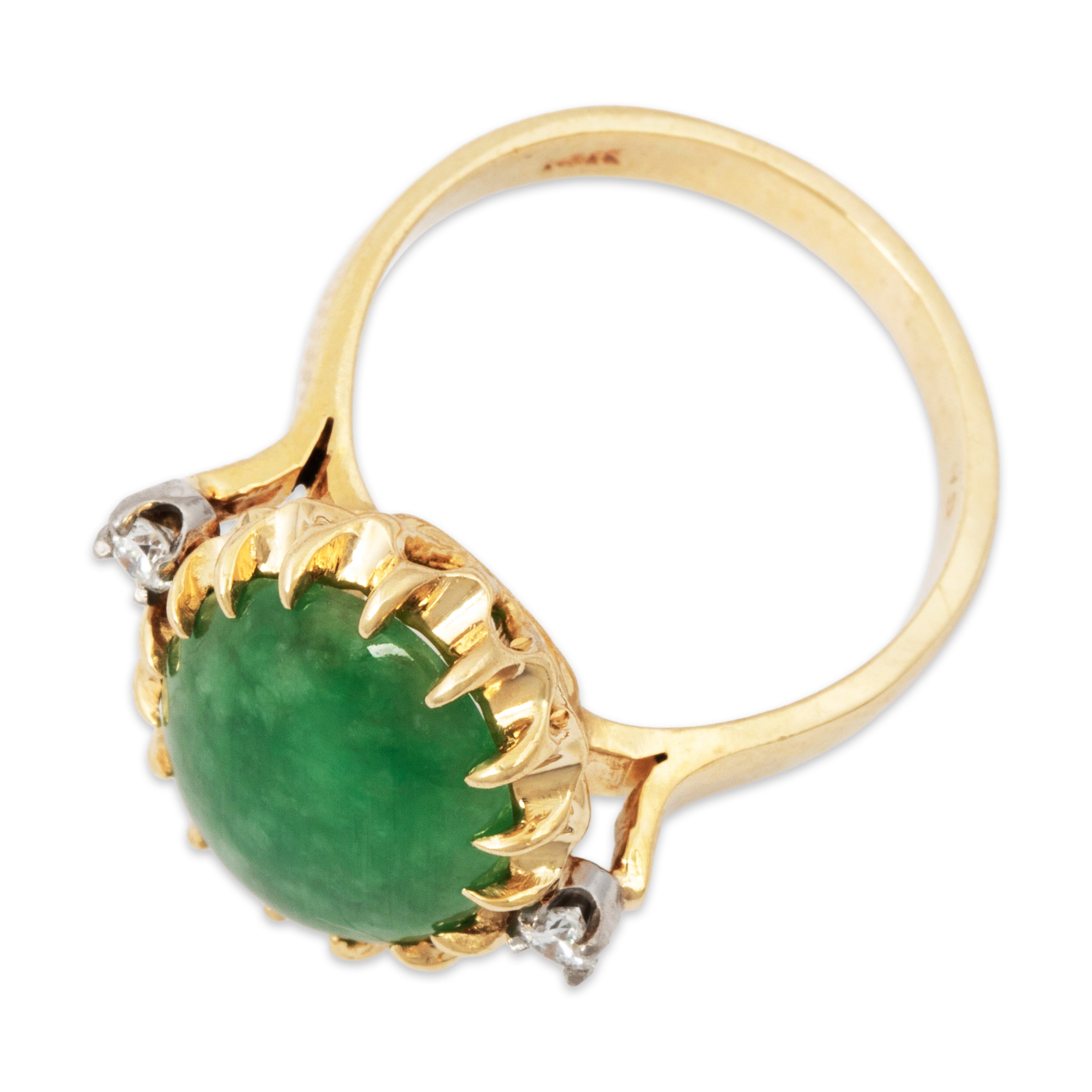 Vintage 14k Yellow Gold 4.4ct Jade Diamond Claw Prong Cocktail Ring 6.75、mySite、hinf8tx79