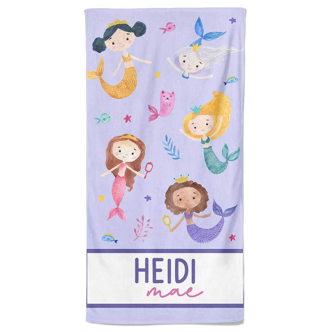  Mermaid Tales Personalized Kids Beach Towel、mySite、layawaytickets