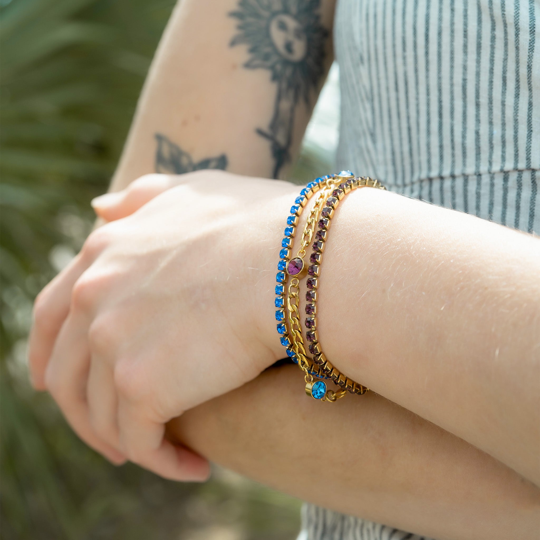 18K Gold PVD Stainless Steel Birthstone Tennis Bracelet / TBR0008、mySite、dreamappss