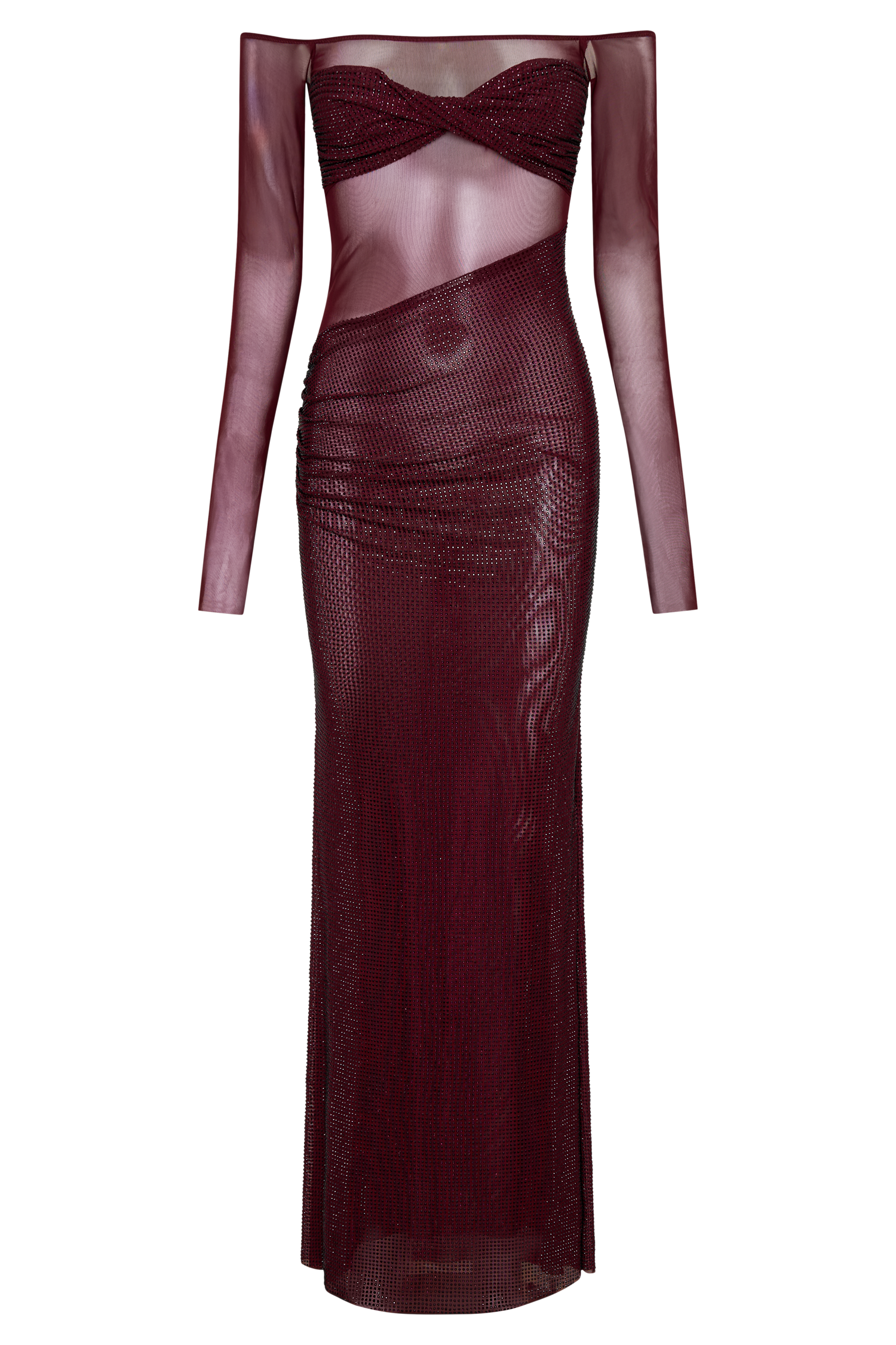 Nash Diamante Off Shoulder Maxi Dress - Mahogany、mySite、solidvoid