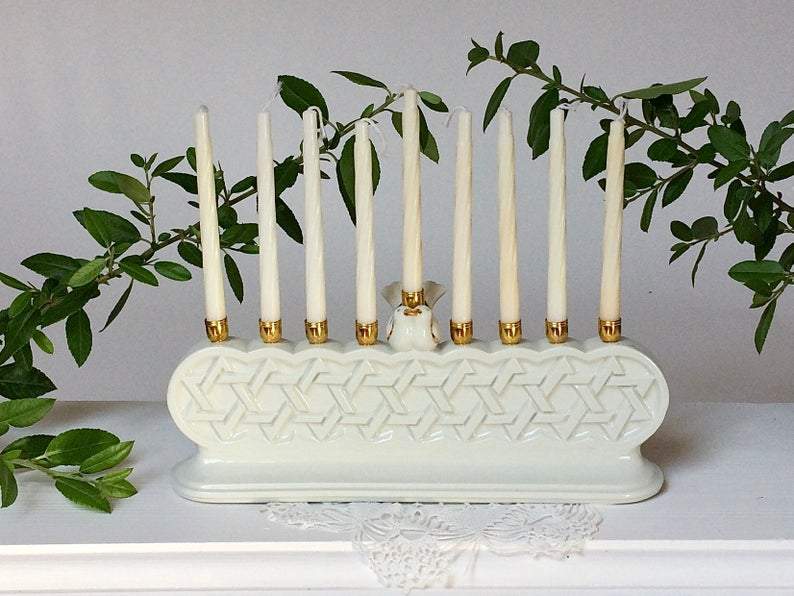 Porcelain Geometric White Bird Menorah、mySite、topwebapps