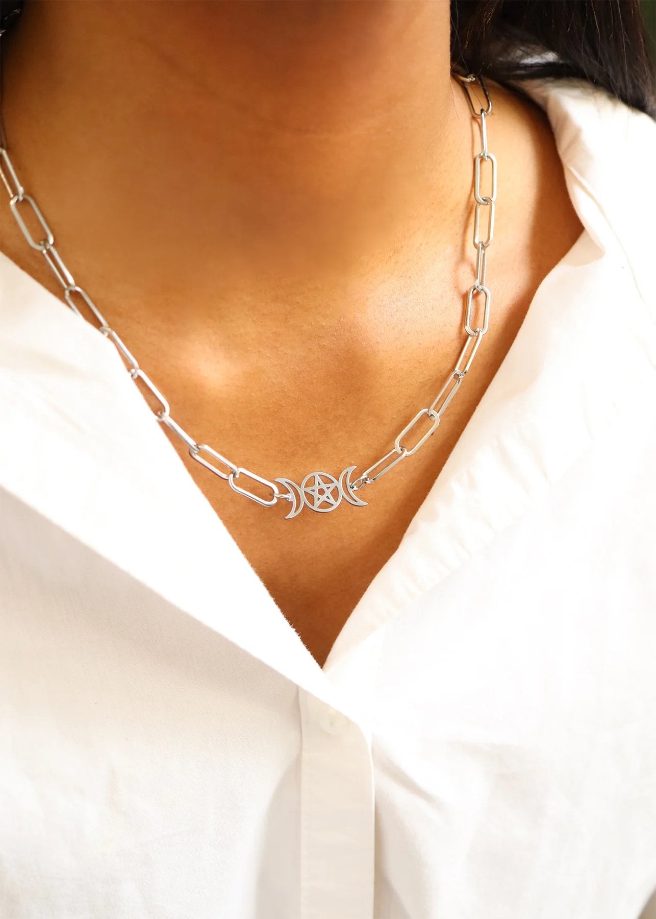 Stainless Steel Paperclip Connector Chain Necklace / CHN0081、mySite、dreamappss