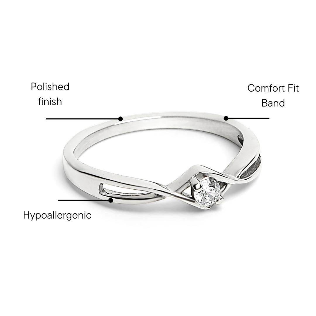 Stainless Steel Twisted Band CZ Accent Ring / ZRJ4137、mySite、dreamappss