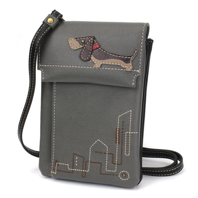 Dachshund CRISS Cellphone Crossbody Bag-Gray, Vegan by Chala、mySite、g9winljtr