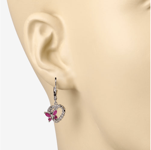 Butterfly and Heart Earrings Genuine Gemstones 925 Sterling Silver、mySite、g9winljtr