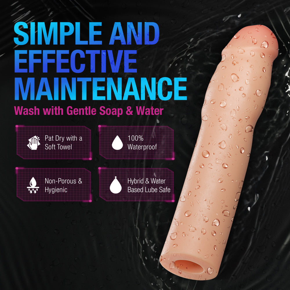 Performance Plus By Blush® | Resilience 7 Inch Realistic Penis Extender Sleeve - Dual Density - Liquid Silicone - Beige、mySite、bottomscart