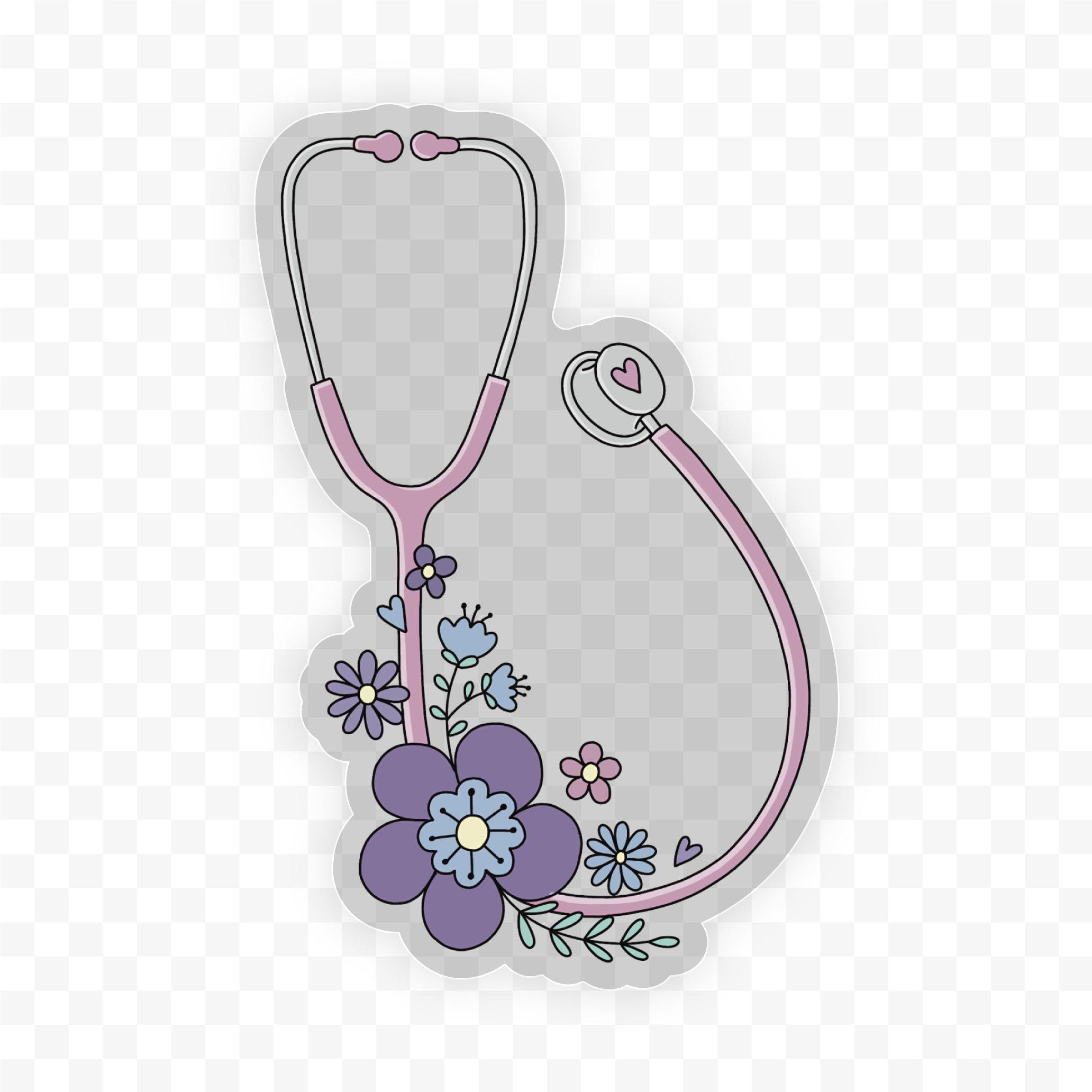  Floral Stethoscope Clear Sticker、mySite、elrpsem3k
