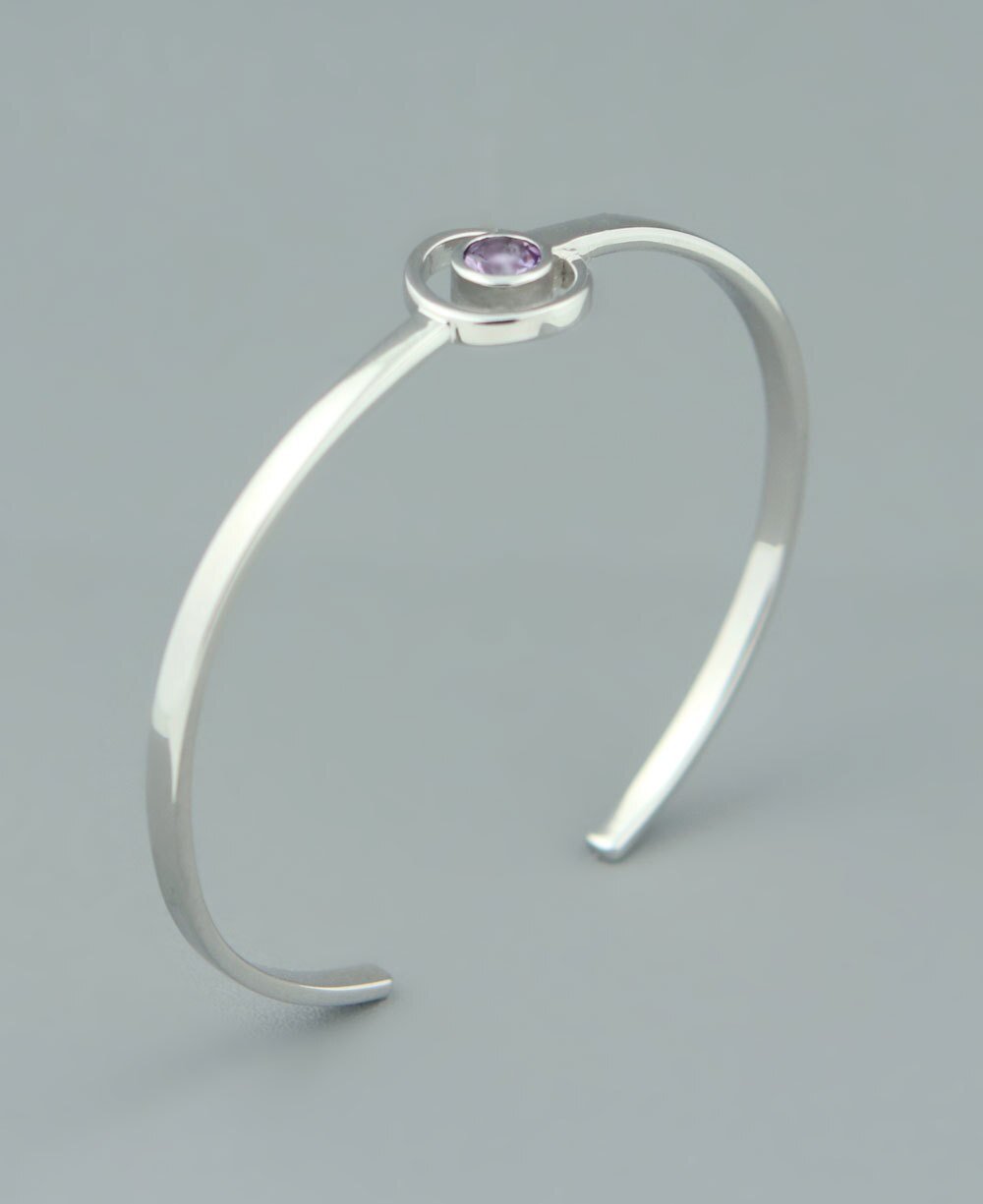 Modern Amethyst Cuff Bracelet,Sterling Silver、mySite、topwebapps